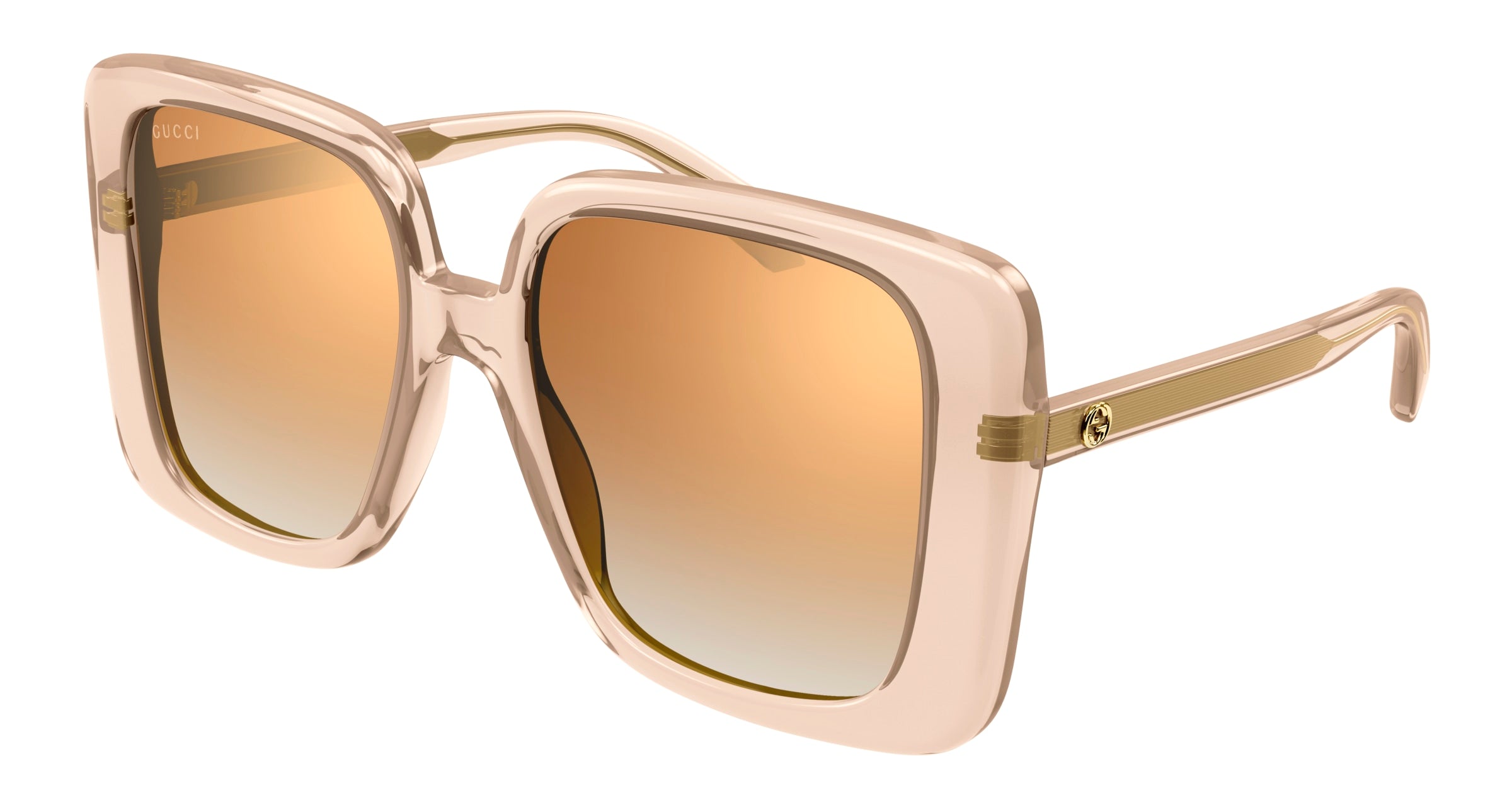 Gucci Donna Gucci GG1314S 005 Occhiali da sole Acetato Beige Marrone Squadrata Normale Specchiato