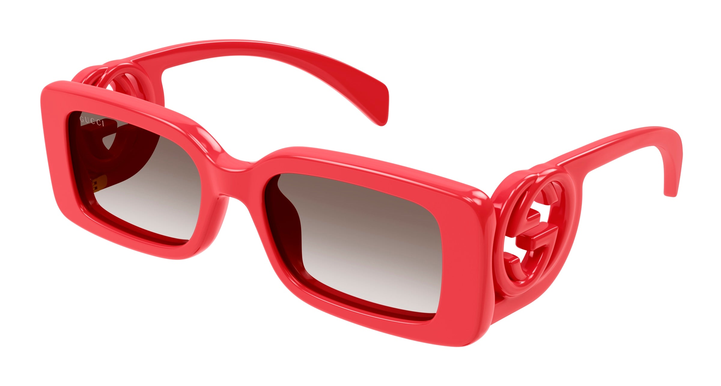 Gucci Donna Gucci GG1325S 005 Occhiali da sole Plastica Rosso Marrone Squadrata Sfumato