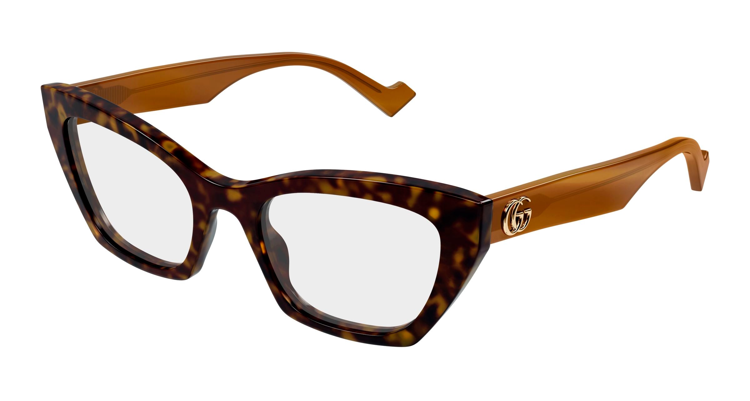 Gucci Donna Gucci GG1334O 005 Montature da vista Acetato Havana Trasparente Cat Eye