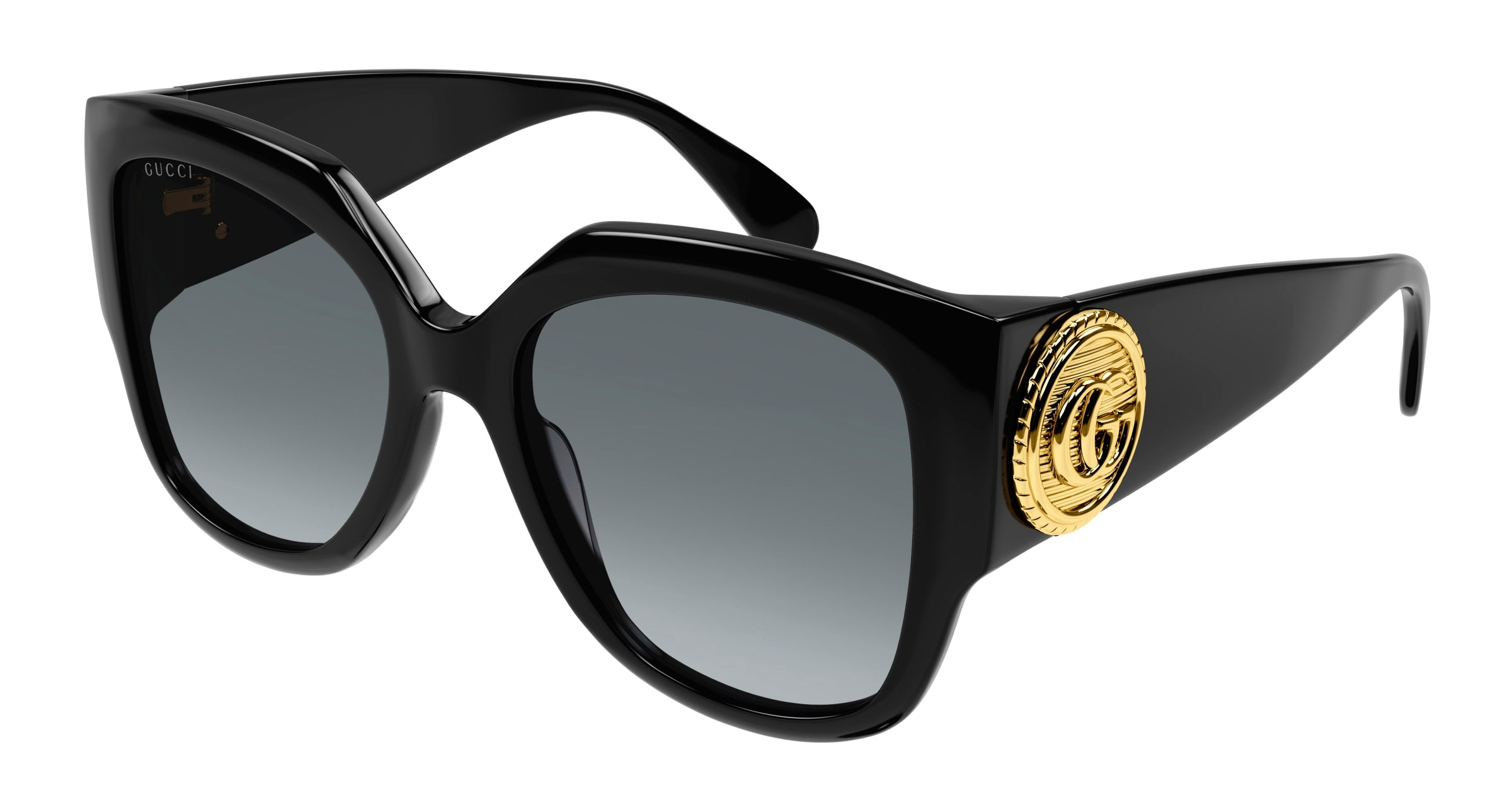 Gucci Donna Gucci GG1407S 001 Occhiali da sole Acetato Nero Grigio Squadrata Normale Sfumato