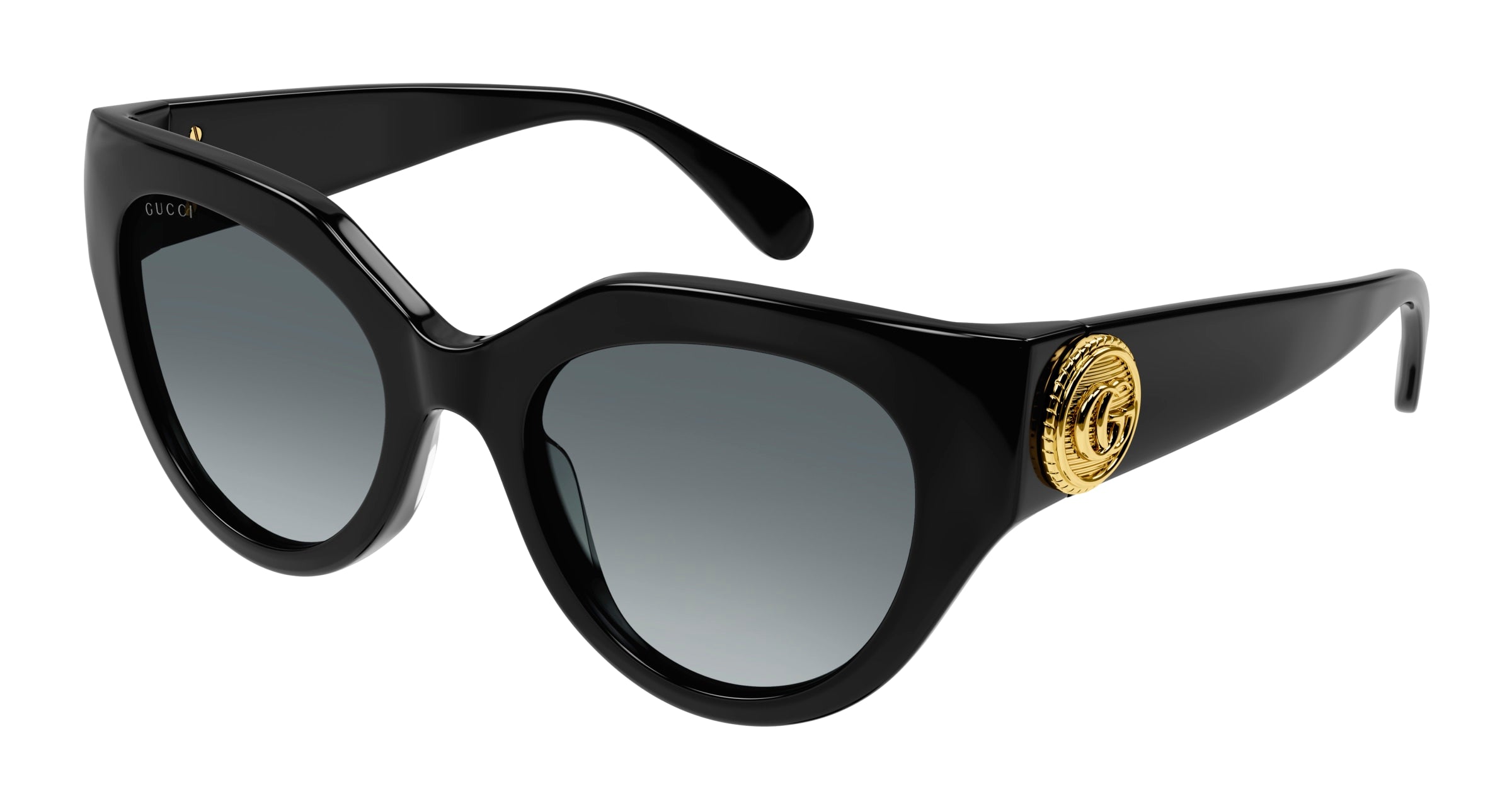 Gucci Donna Gucci GG1408S 001 Occhiali da sole Acetato Nero Grigio Cat Eye Sfumato