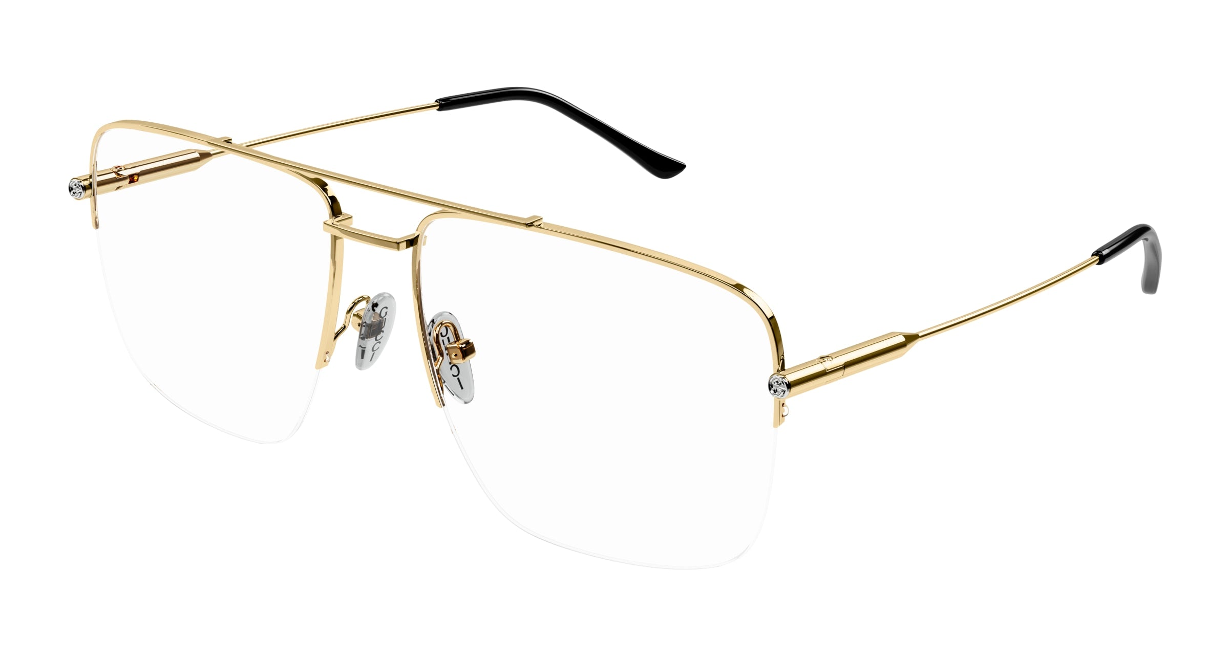 Gucci Donna Gucci GG1415O 001 Montature da vista Metallo Oro Trasparente Squadrata Gucci Donna Gucci GG1415O 001 Montature da vista Metallo Oro Trasparente Squadrata