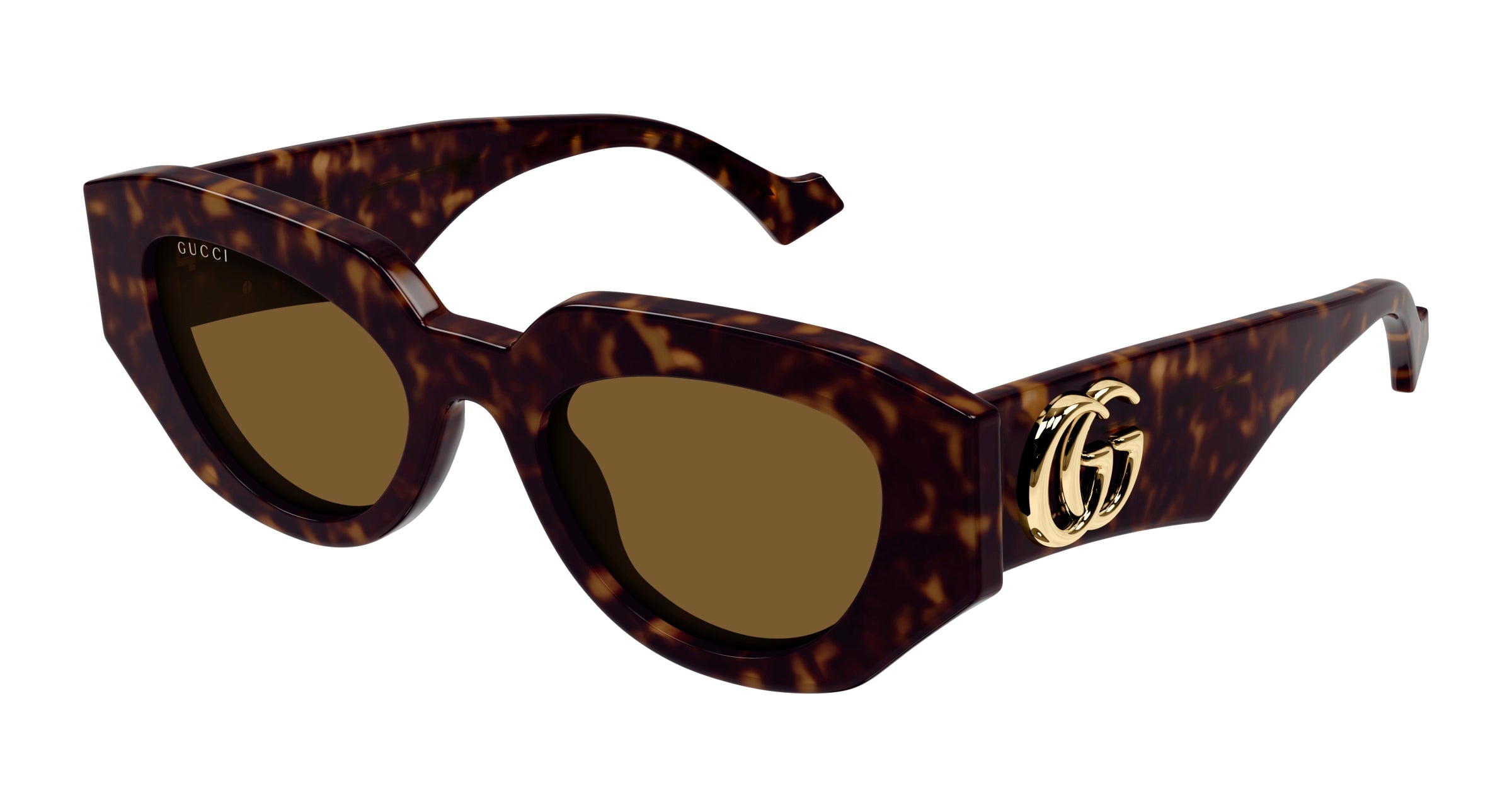 Gucci Donna Gucci GG1421S 002 Occhiali da sole Acetato Havana Marrone Geometrica