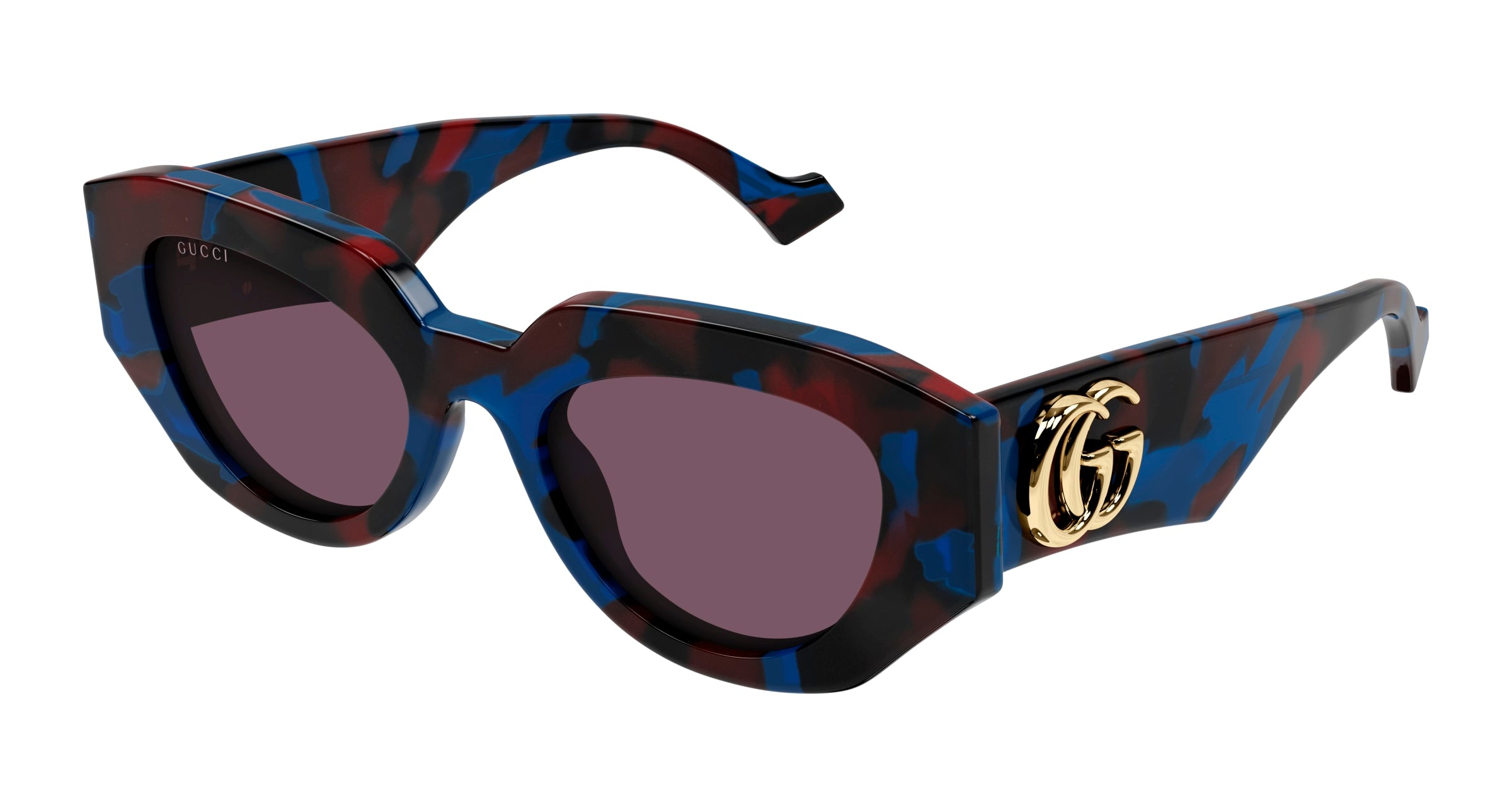 Gucci Donna Gucci GG1421S 003 Occhiali da sole Acetato Havana Viola Geometrica
