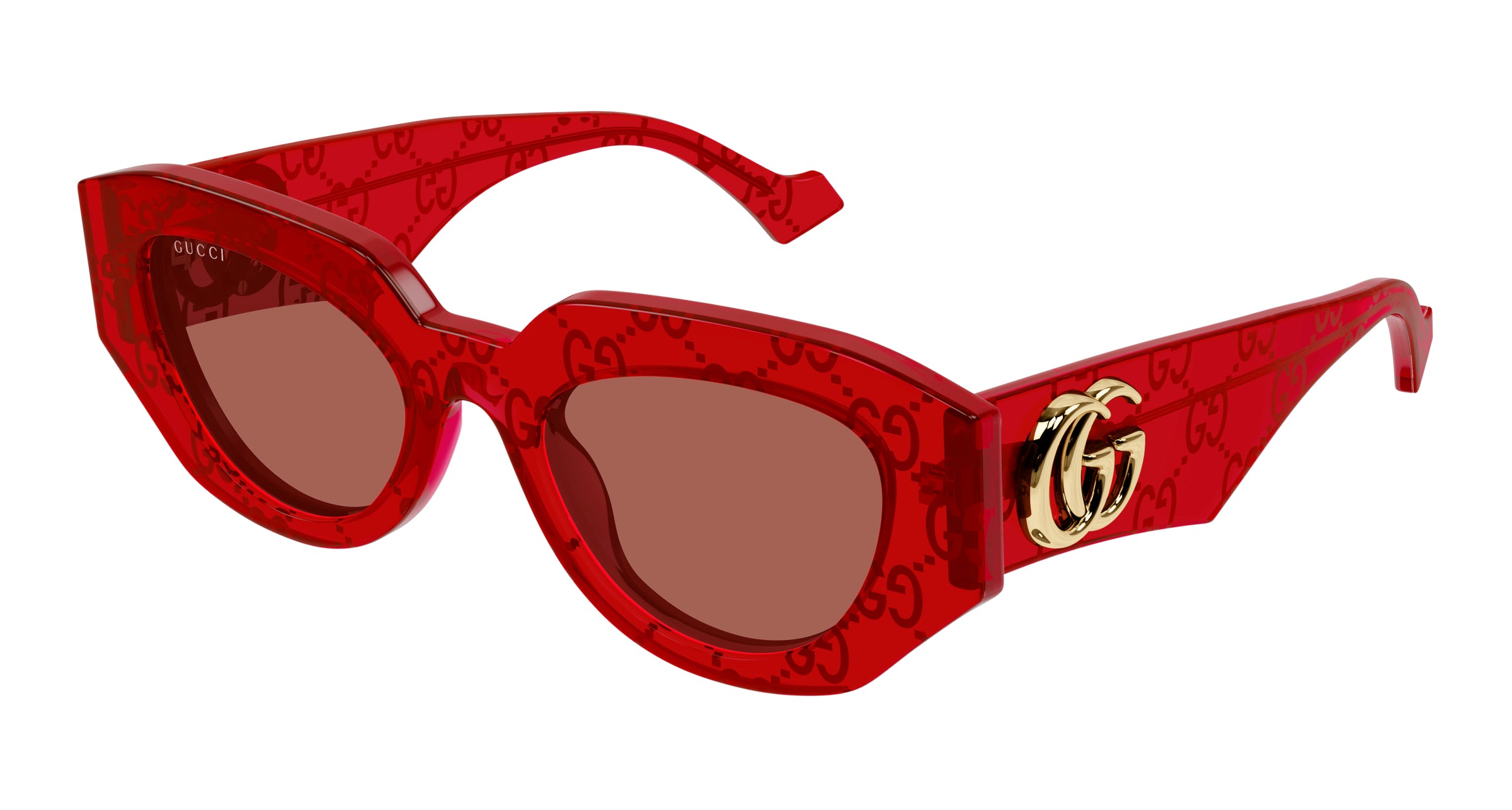 Gucci Donna Gucci GG1421S 006 Occhiali da sole Acetato Rosso Marrone Geometrica Gucci Donna Gucci GG1421S 006 Occhiali da sole Acetato Rosso Marrone Geometrica