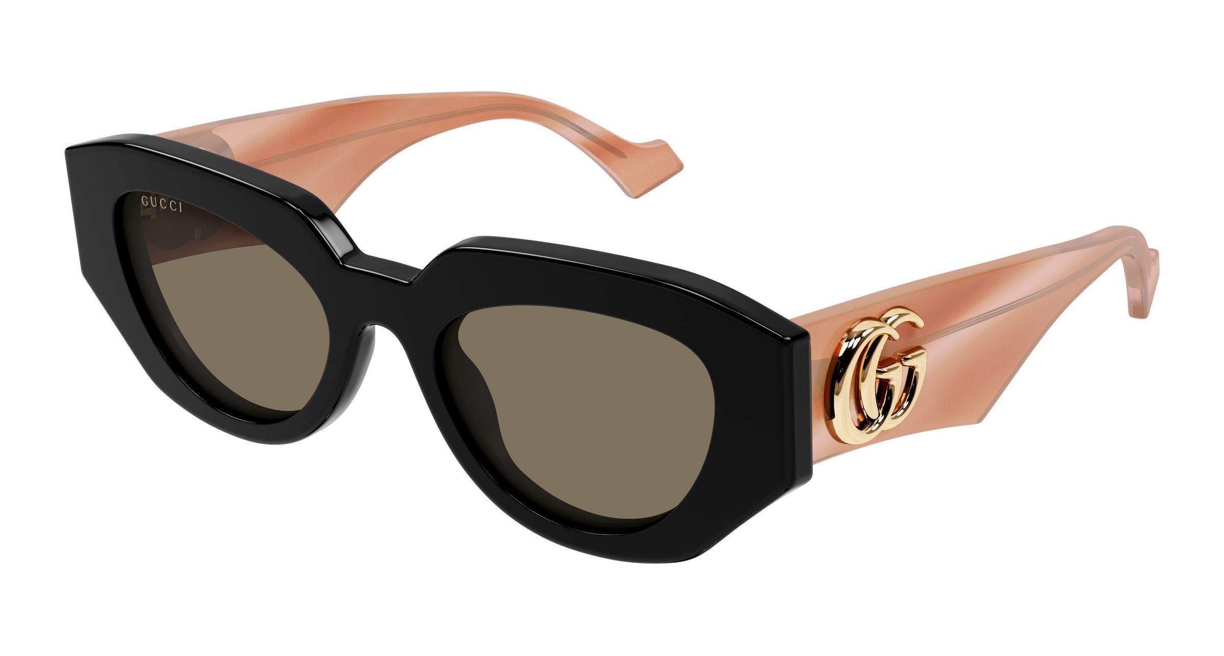 Gucci Donna Gucci GG1421S 008 Occhiali da sole Acetato Nero Marrone Geometrica