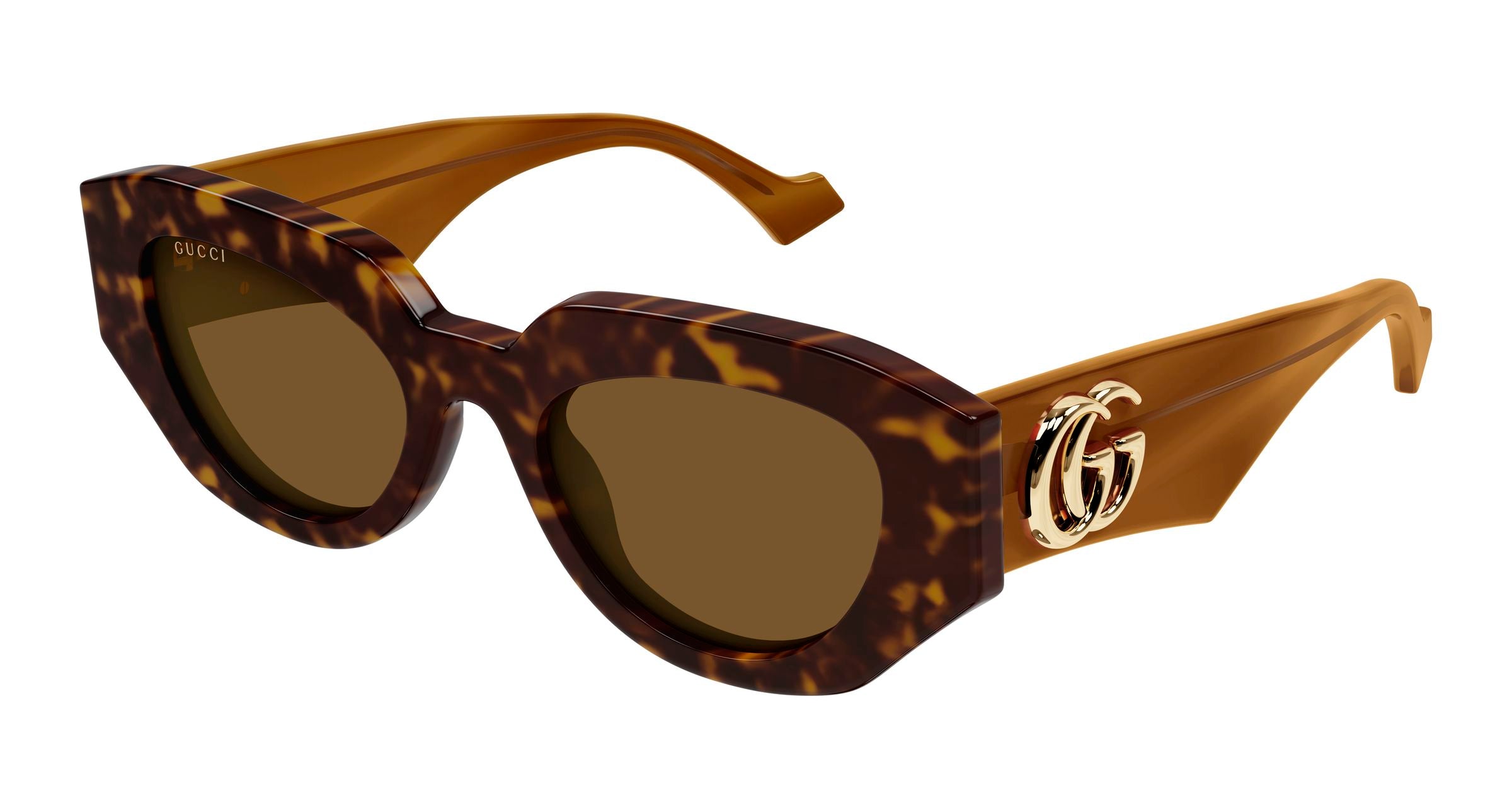 Gucci Donna Gucci GG1421S 009 Occhiali da sole Acetato Havana Marrone Geometrica