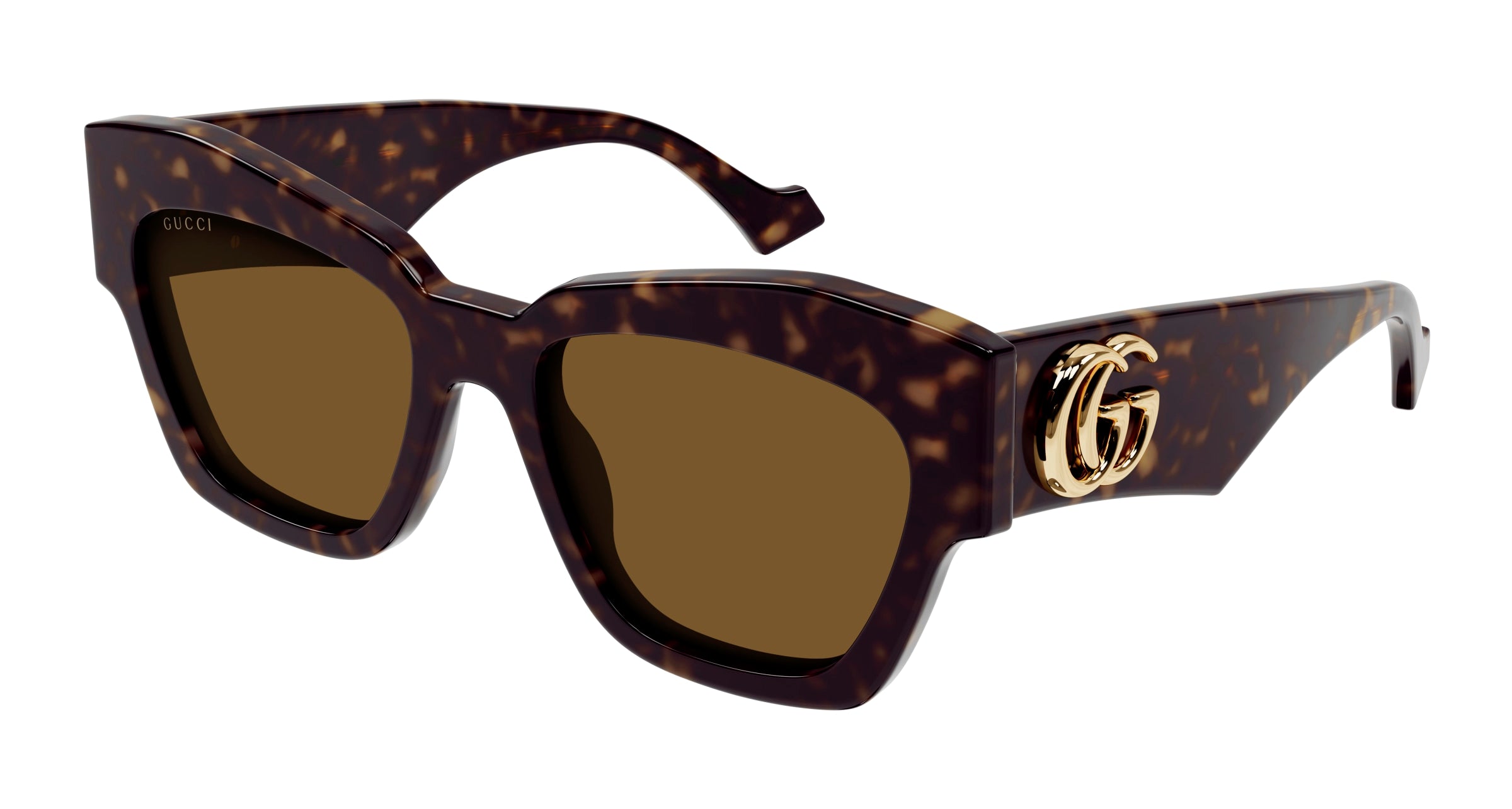 Gucci Donna Gucci GG1422S 003 Occhiali da sole Acetato Havana Marrone Squadrata Normale