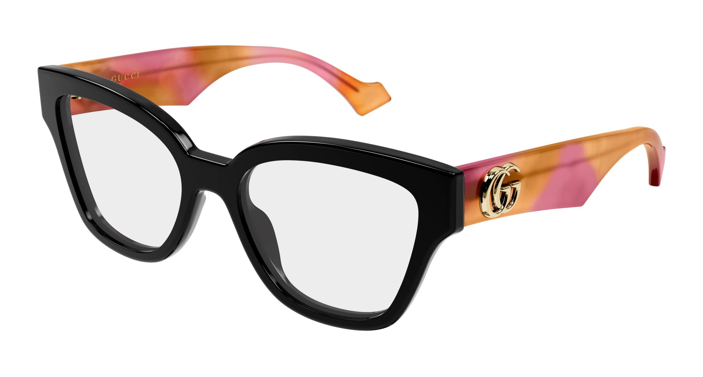 Gucci Donna Gucci GG1424O 015 Montature da vista Acetato Nero Trasparente Rotonda