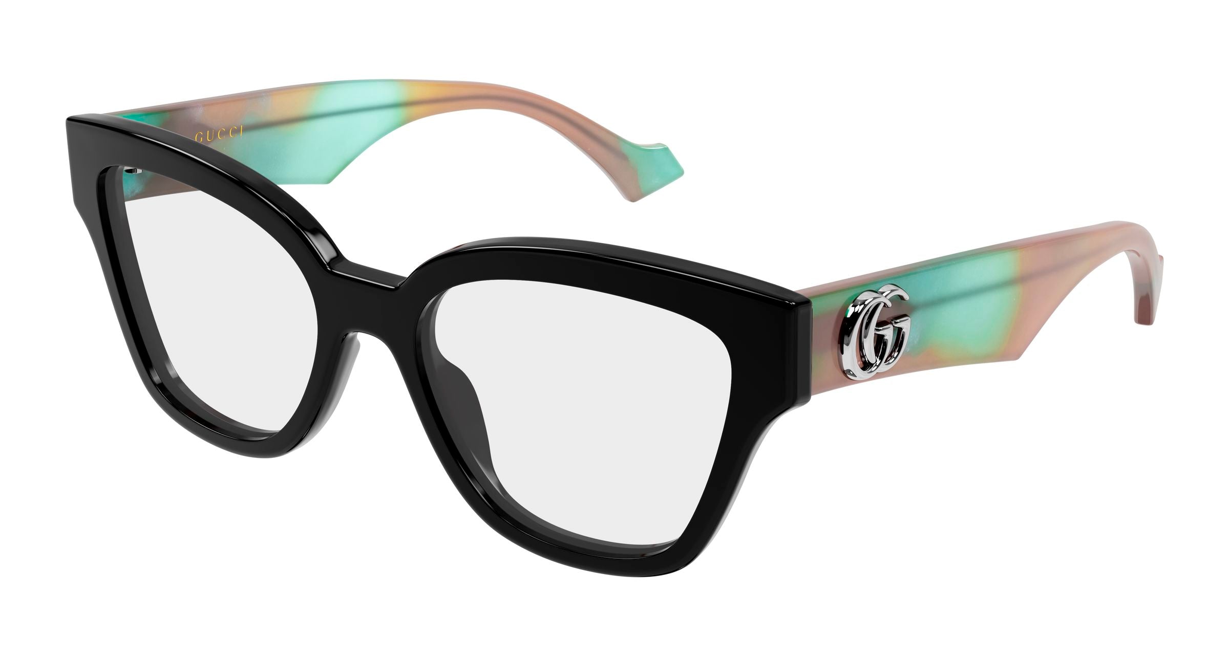 Gucci Donna Gucci GG1424O 018 Montature da vista Acetato Nero Trasparente Rotonda