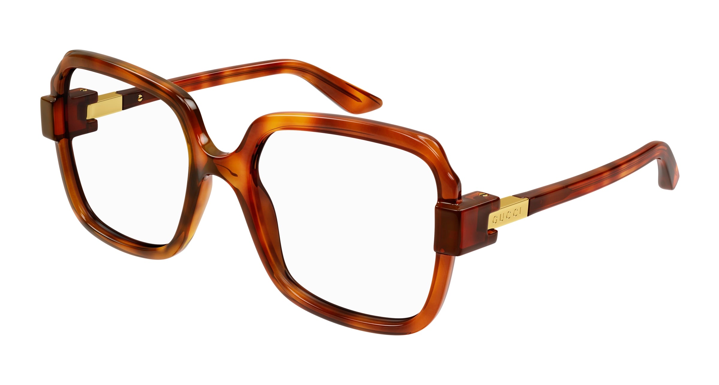 Gucci Donna Gucci GG1433O 002 Montature da vista Iniettato Havana Trasparente Squadrata Gucci Donna Gucci GG1433O 002 Montature da vista Iniettato Havana Trasparente Squadrata