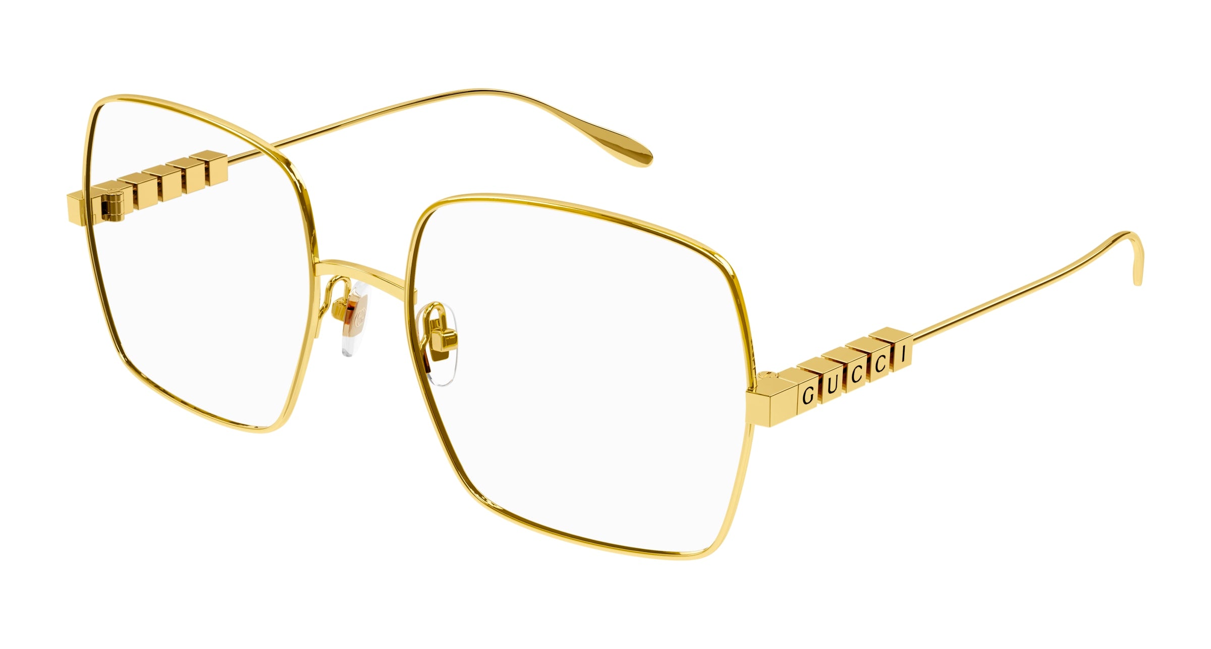 Gucci Donna Gucci GG1434O 001 Montature da vista Metallo Oro Trasparente Squadrata Gucci Donna Gucci GG1434O 001 Montature da vista Metallo Oro Trasparente Squadrata