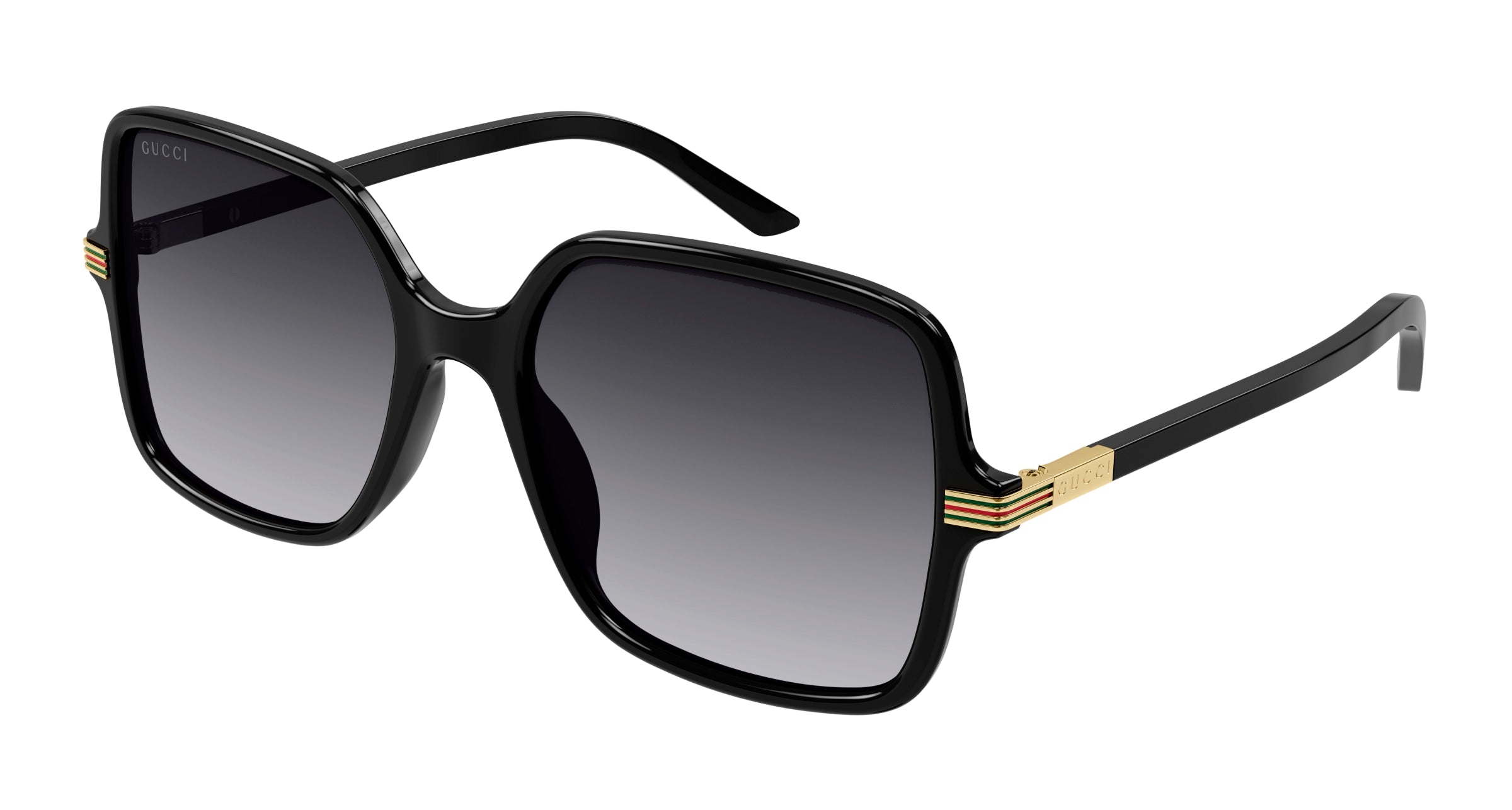 Gucci Donna Gucci GG1449S 001 Occhiali da sole Acetato Nero Grigio Squadrata Normale Sfumato