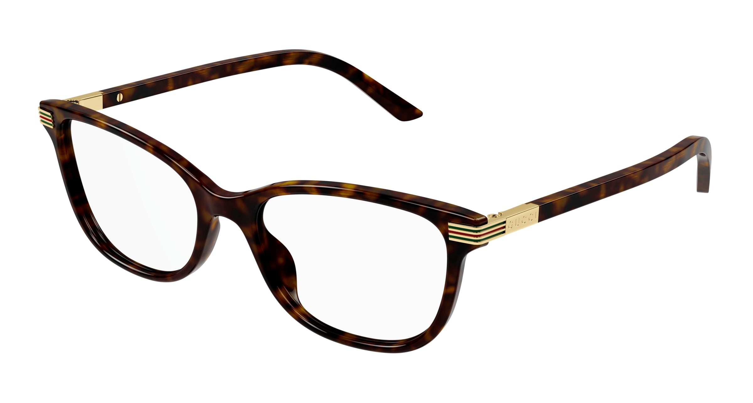 Gucci Donna Gucci GG1451O 005 Montature da vista Acetato Havana Trasparente Cat Eye
