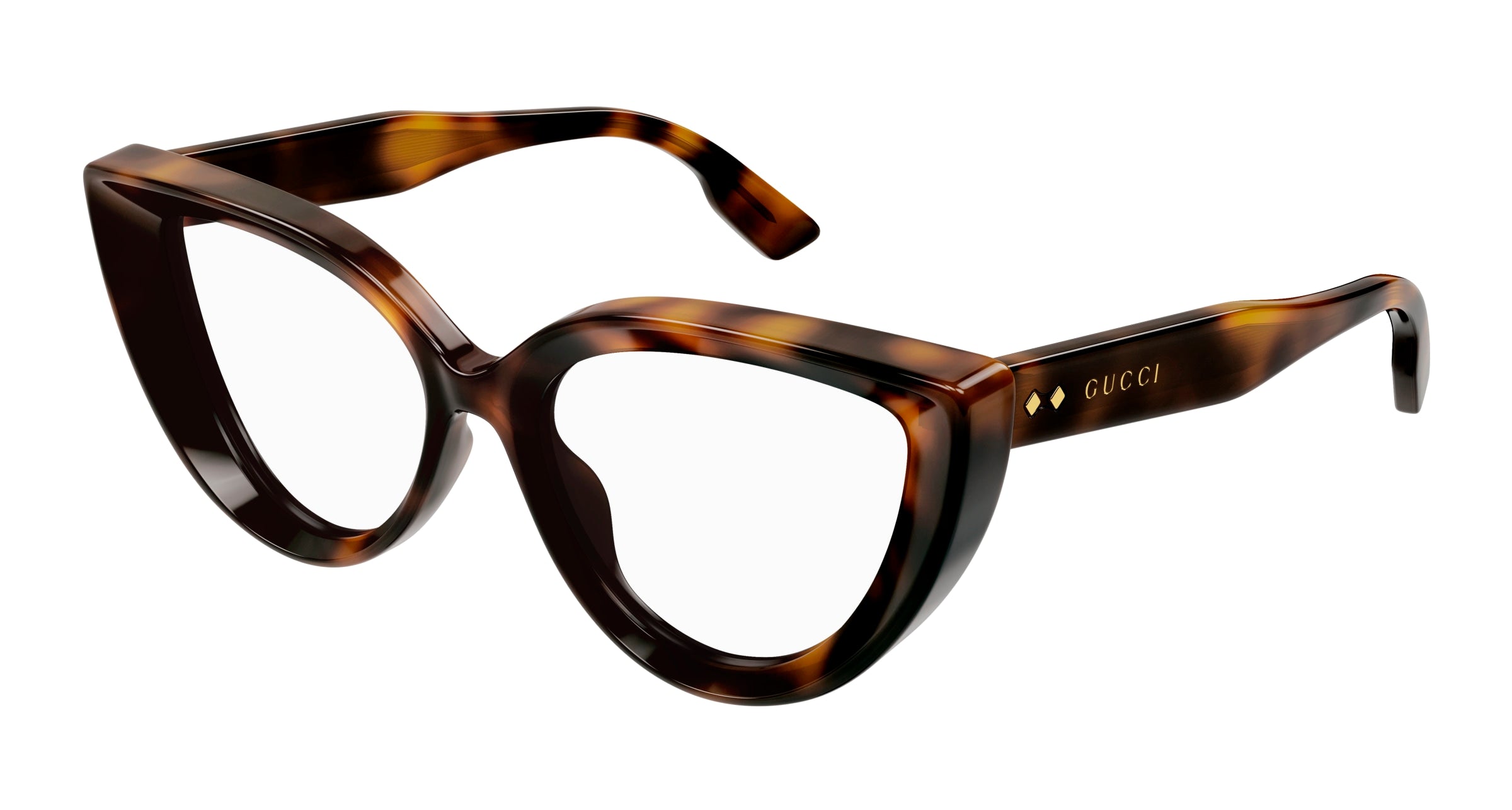Gucci Donna Gucci GG1530O 002 Montature da vista Acetato Havana Trasparente Cat Eye Gucci Donna Gucci GG1530O 002 Montature da vista Acetato Havana Trasparente Cat Eye