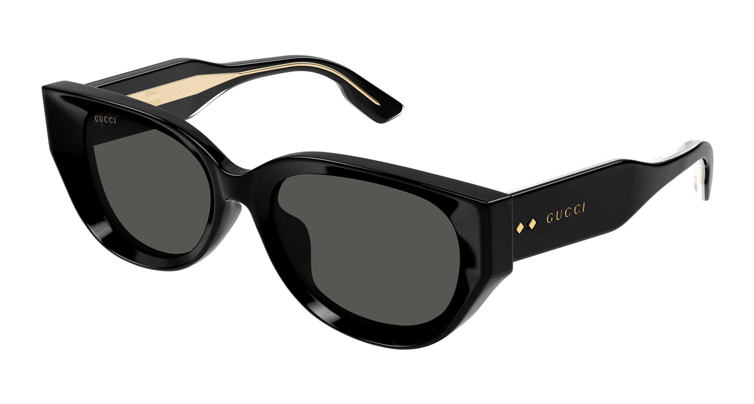 Gucci Donna Gucci GG1532SA 001 Occhiali da sole Acetato Nero Grigio Cat Eye