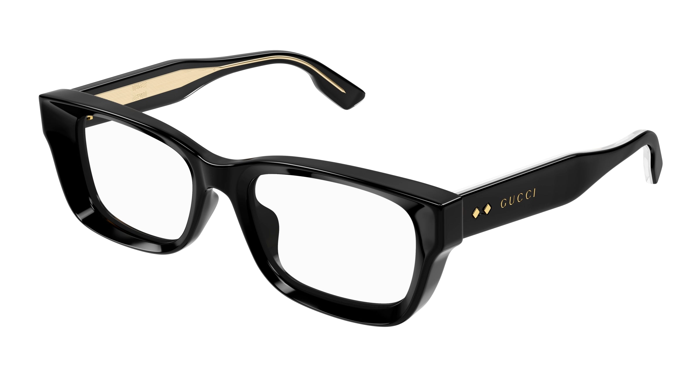 Gucci Donna Gucci GG1533OA 001 Montature da vista Acetato Nero Trasparente Squadrata