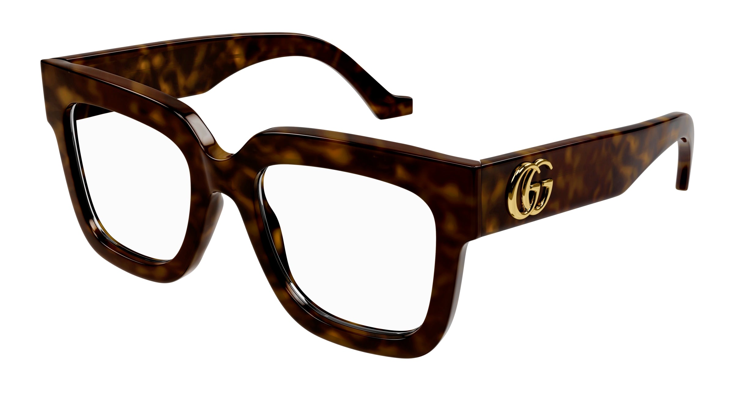 Gucci Donna Gucci GG1549O 002 Montature da vista Acetato Havana Trasparente Squadrata Gucci Donna Gucci GG1549O 002 Montature da vista Acetato Havana Trasparente Squadrata