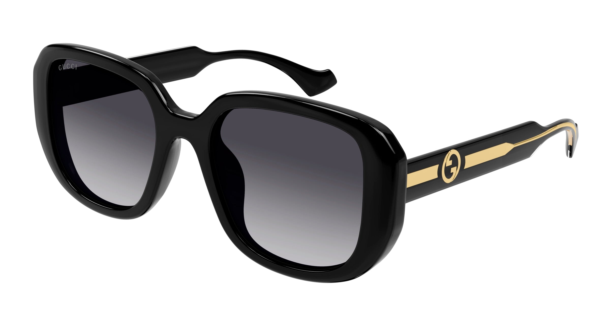Gucci Donna Gucci GG1557SK 001 Occhiali da sole Iniettato Nero Grigio Squadrata