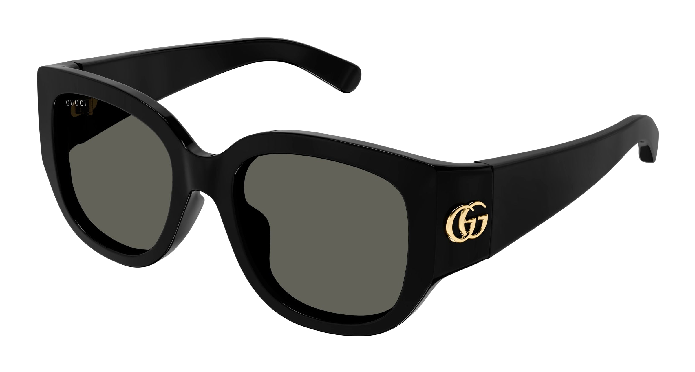 Gucci Donna Gucci GG1599SA 001 Occhiali da sole Iniettato Nero Grigio Rotonda