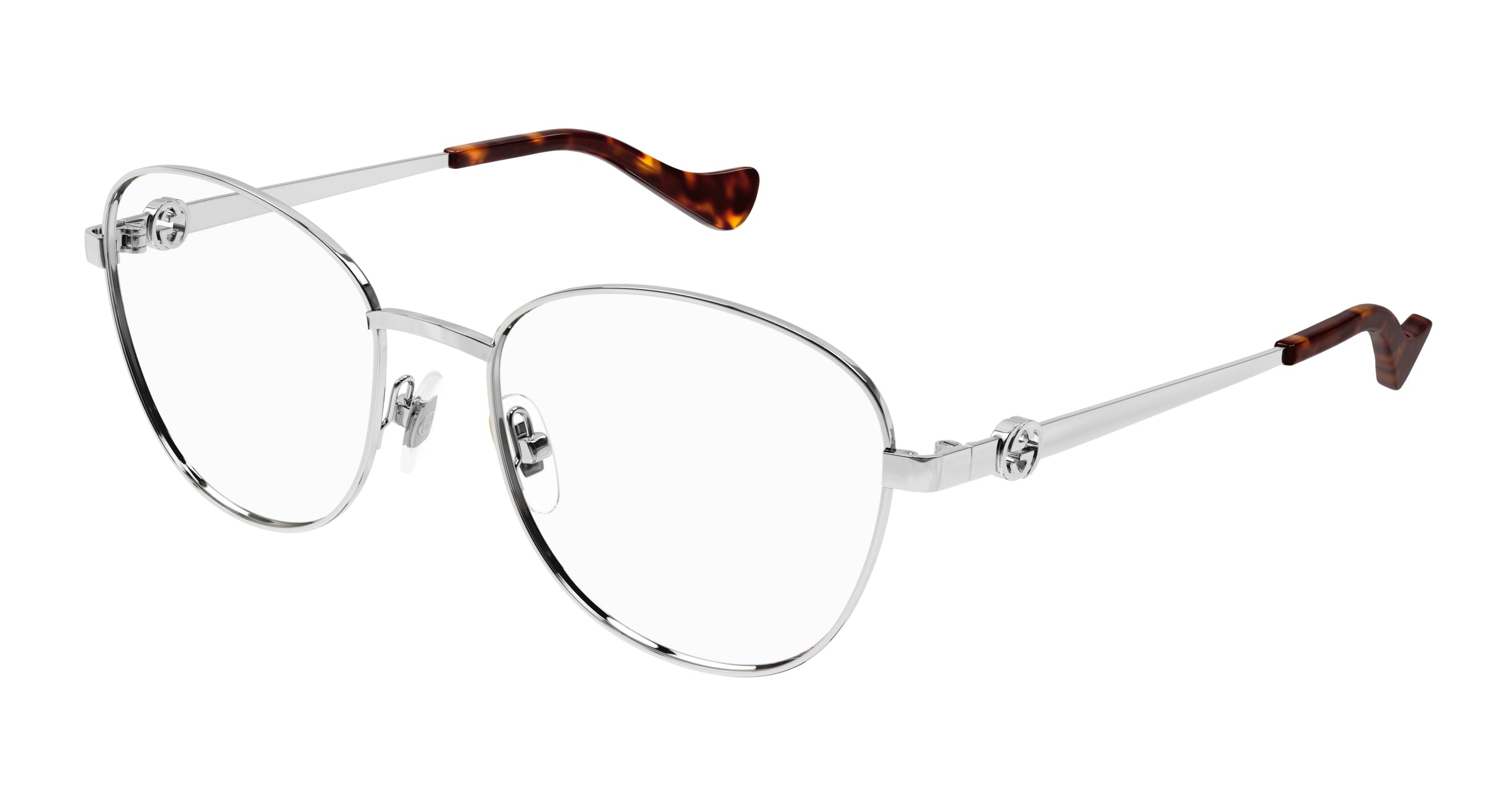 Gucci Donna Gucci GG1601O 003 Montature da vista Metallo Argento Trasparente Rotonda