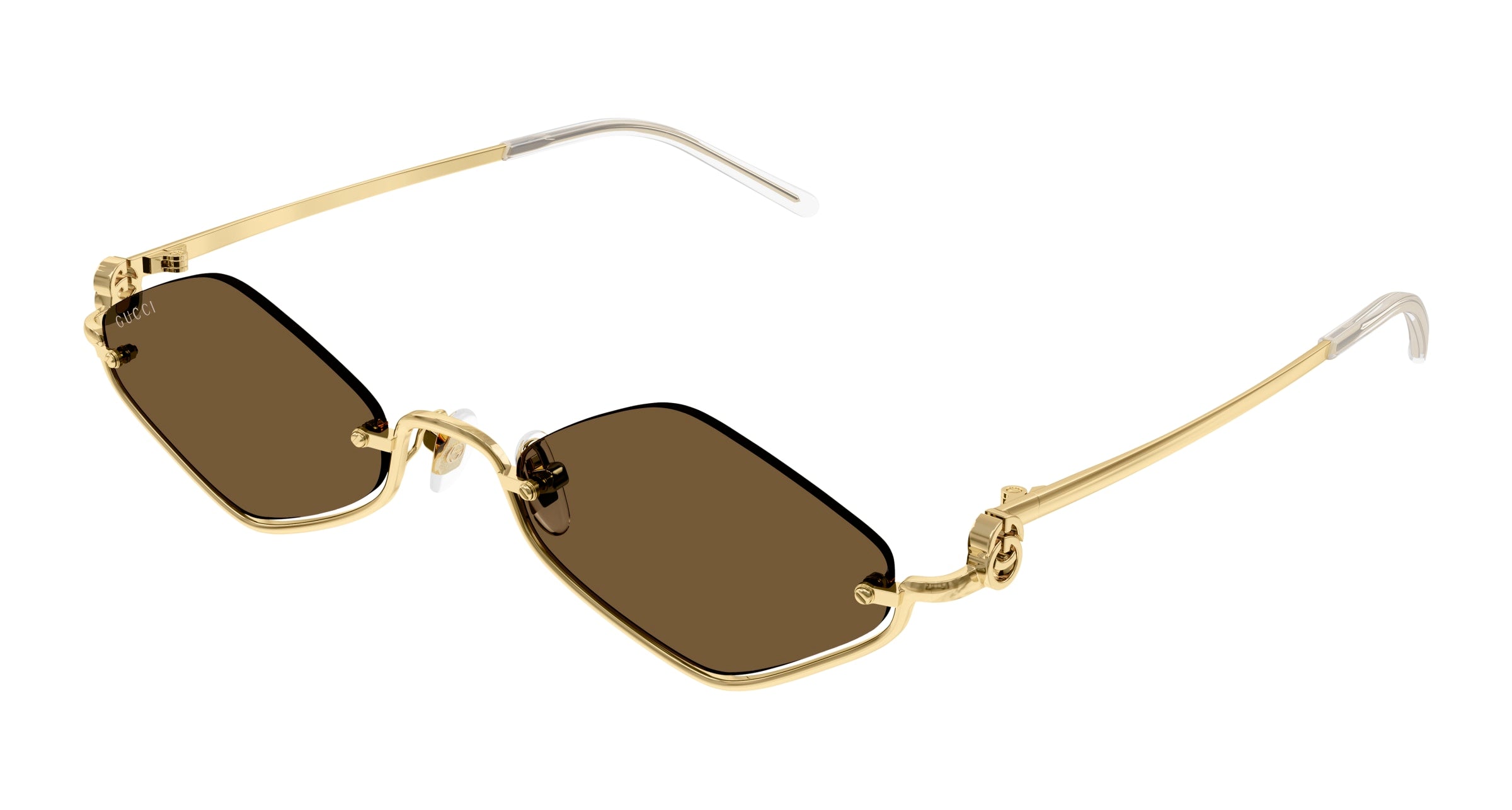 Gucci Donna Gucci GG1604S 002 Occhiali da sole Metallo Oro Marrone Geometrica