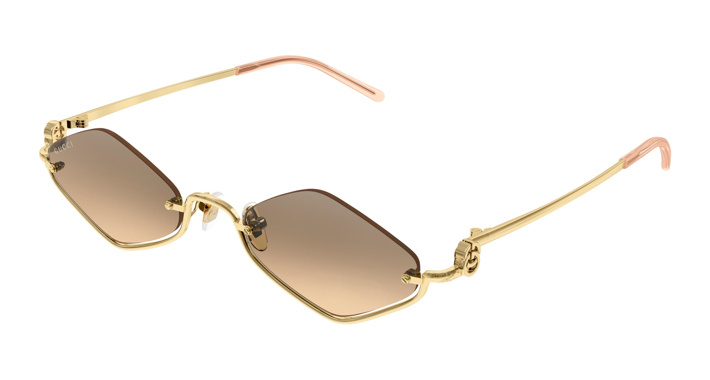 Gucci Donna Gucci GG1604S 003 Occhiali da sole Metallo Oro Arancione Geometrica