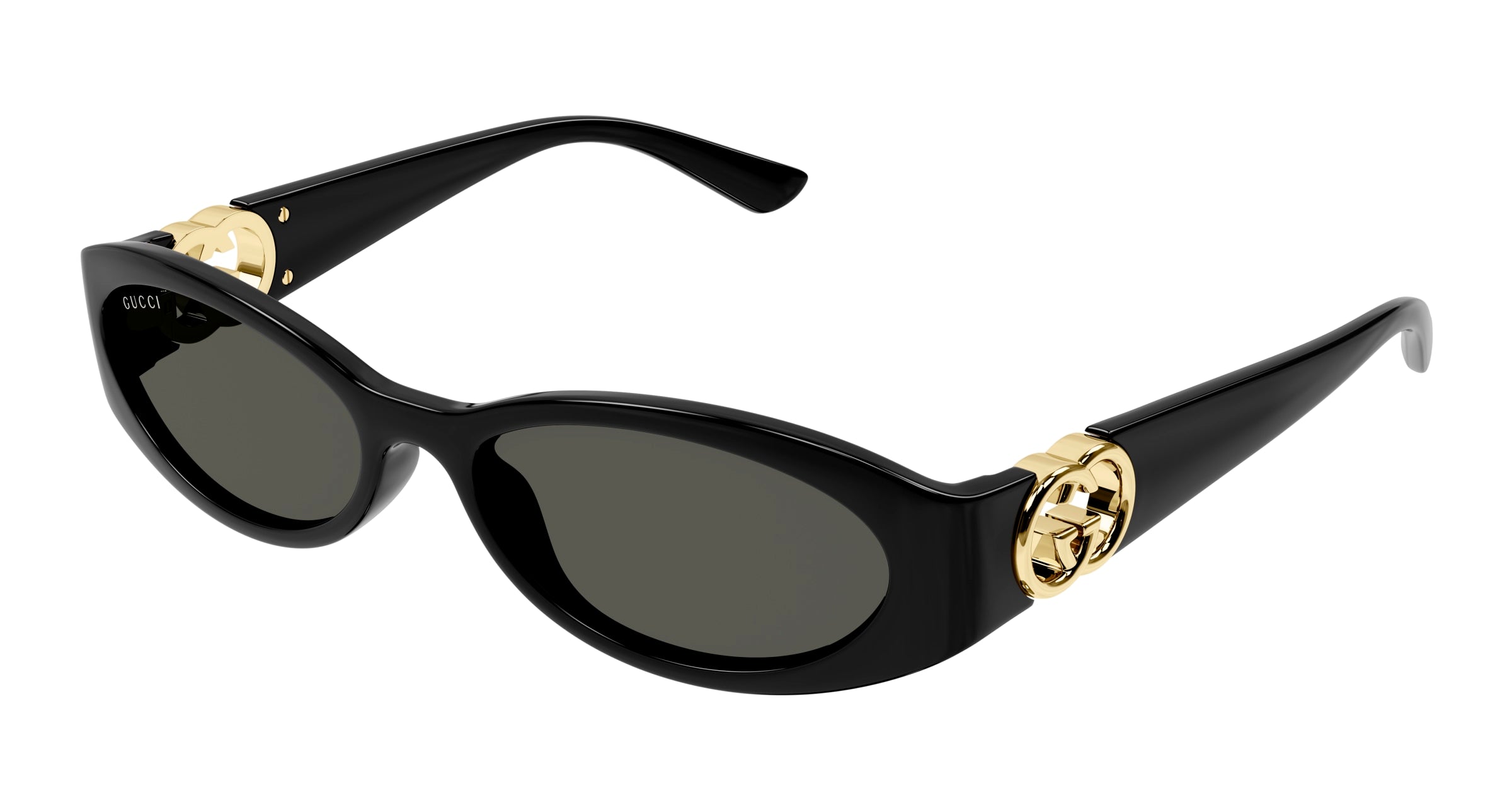 Gucci Donna Gucci GG1660S 001 Occhiali da sole Iniettato Nero Grigio Rotonda