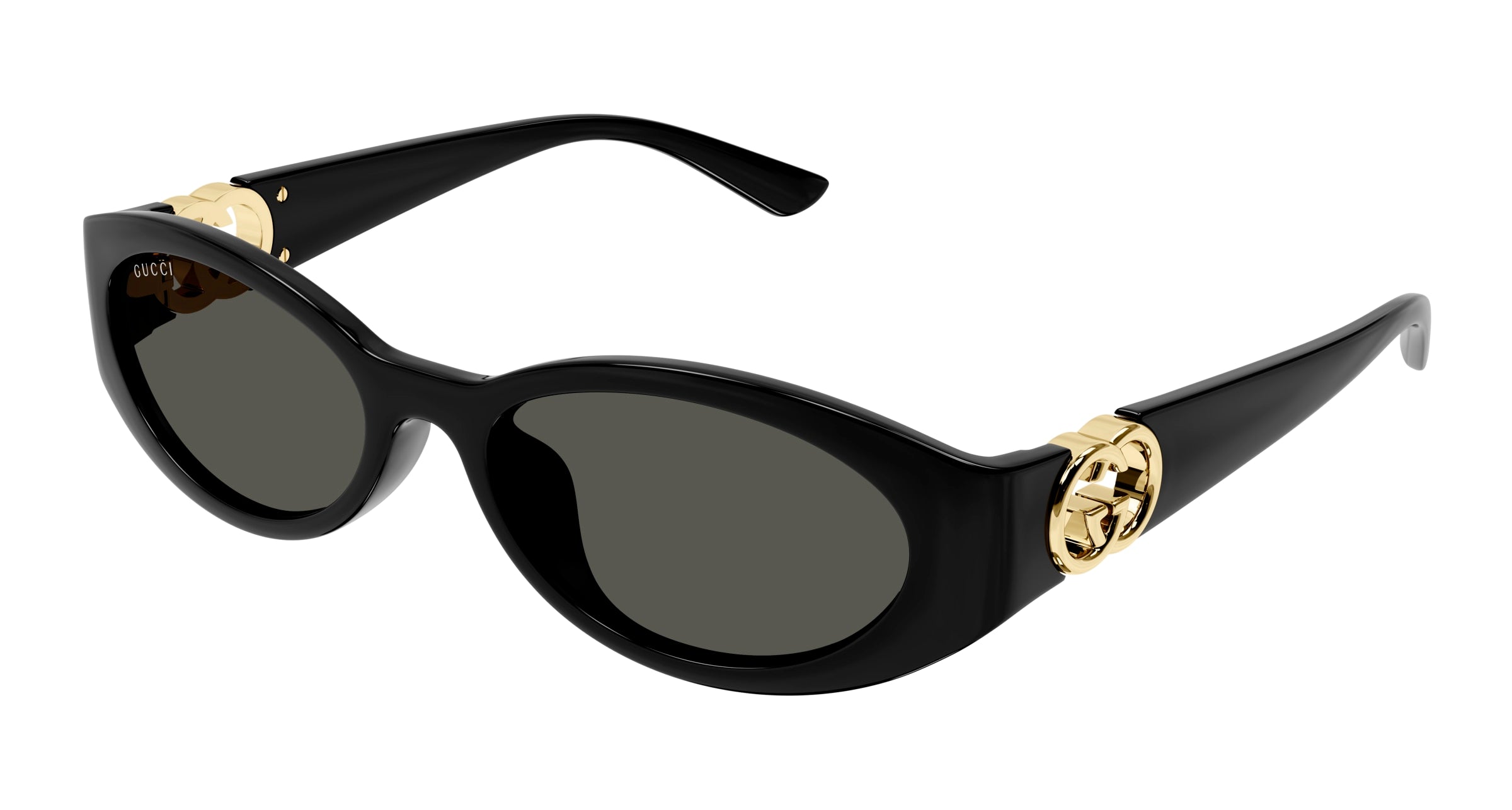 Gucci Donna Gucci GG1662SA 001 Occhiali da sole Iniettato Nero Grigio Rotonda
