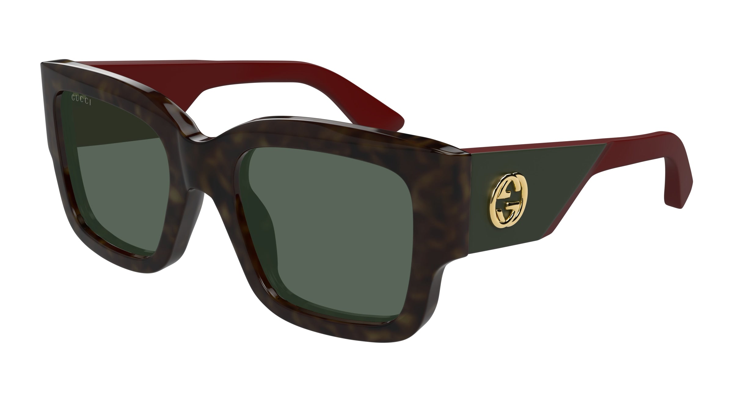 Gucci Donna Gucci GG1663S 002 Occhiali da sole Acetato Havana Verde Squadrata Gucci Donna Gucci GG1663S 002 Occhiali da sole Acetato Havana Verde Squadrata