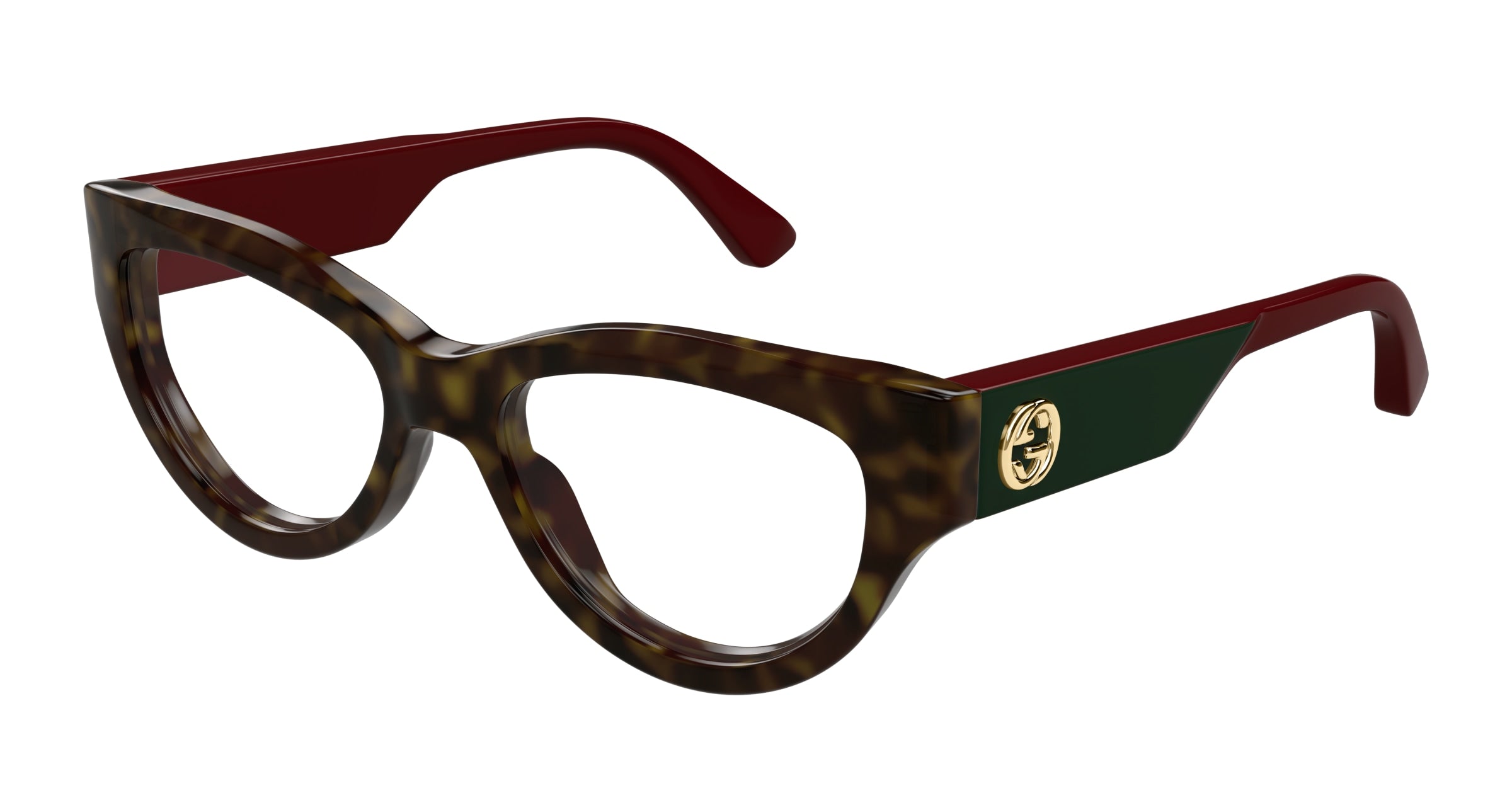 Gucci Donna Gucci GG1665O 002 Montature da vista Acetato Havana Trasparente Cat Eye