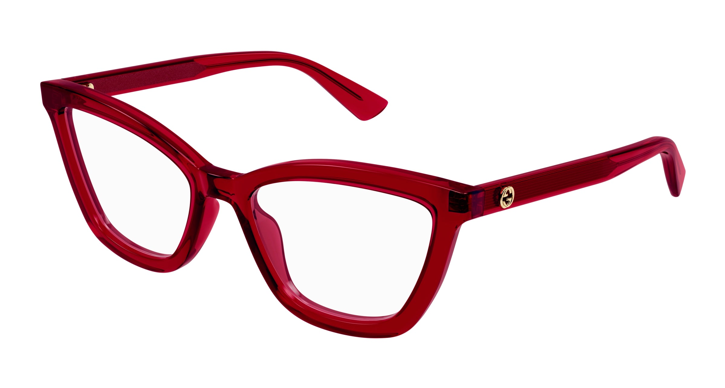 Gucci Donna Gucci GG1686O 009 Montature da vista Acetato Rosso Trasparente Rotonda