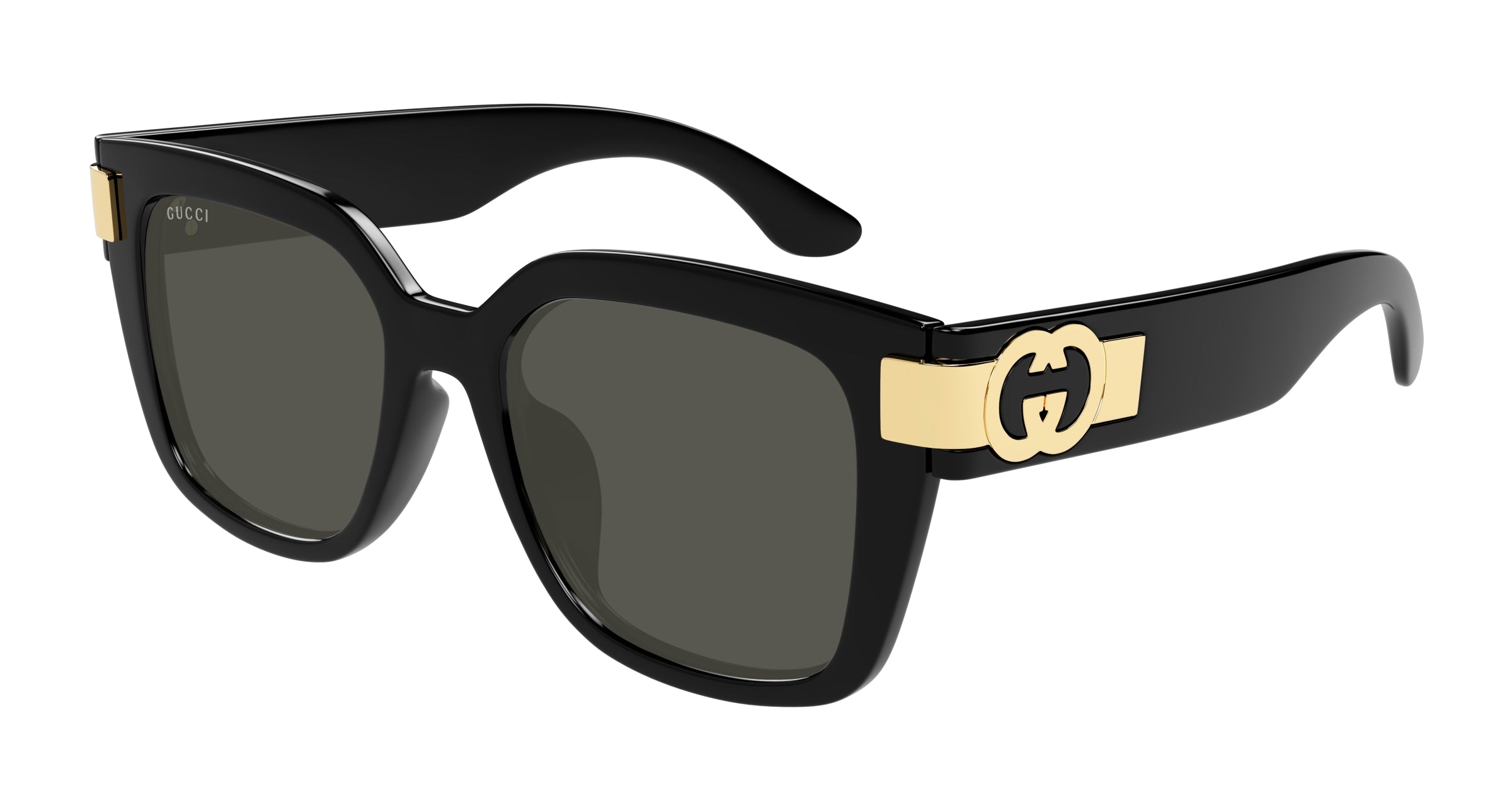 Gucci Donna Gucci GG1690SK 001 Occhiali da sole Iniettato Nero Grigio Squadrata