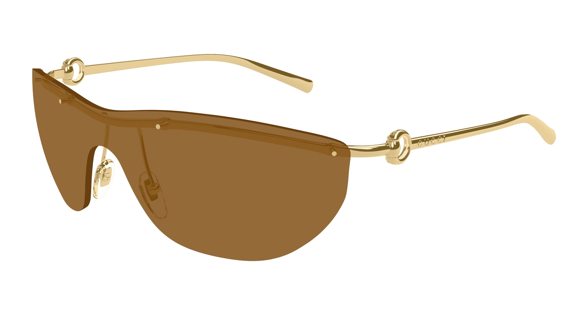 Gucci Donna Gucci GG1700S 004 Occhiali da sole Metallo Oro Marrone Maschera