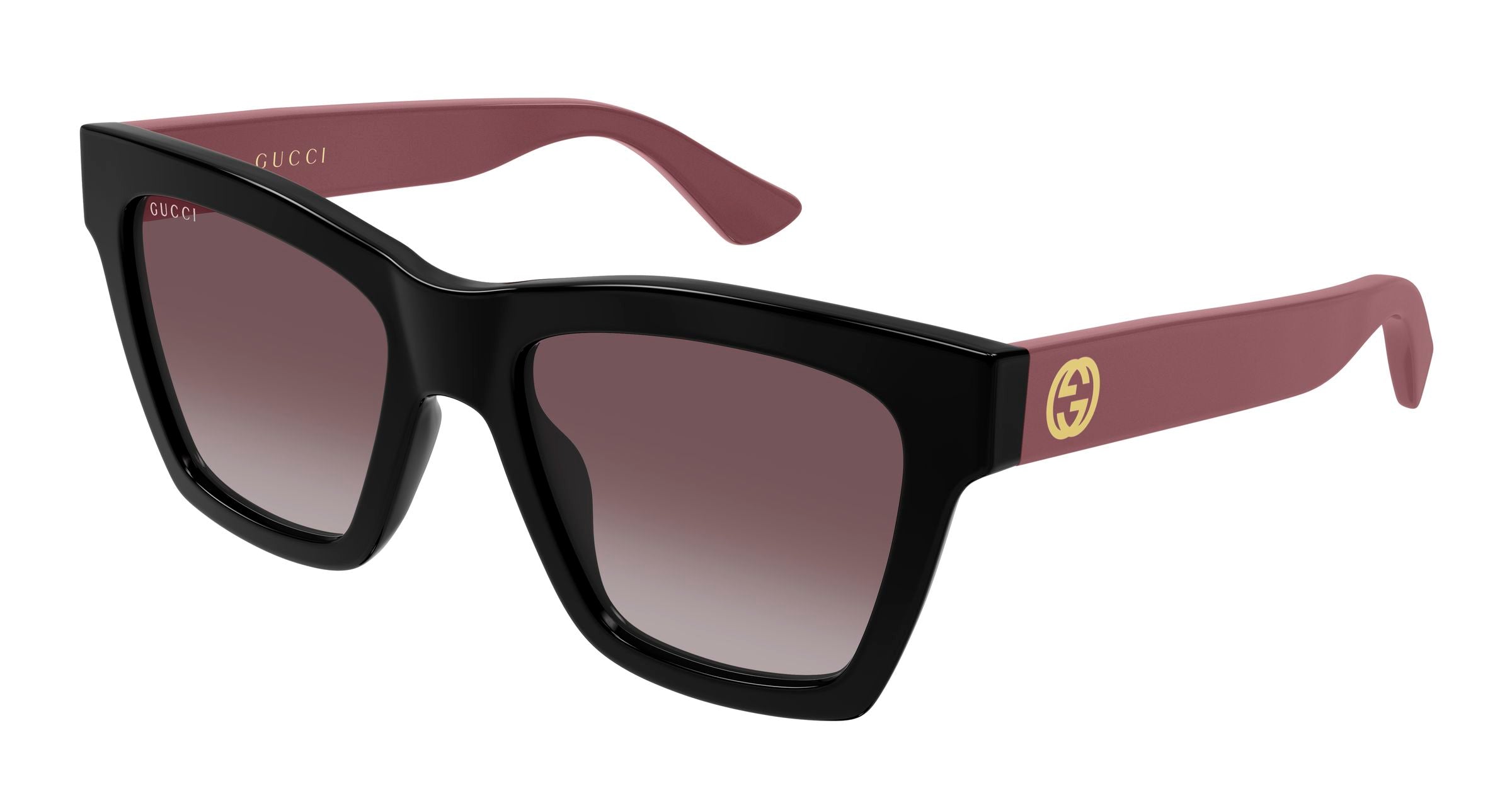 Gucci Donna Gucci GG1714S 010 Occhiali da sole Iniettato Nero Rosso Cat Eye Sfumato