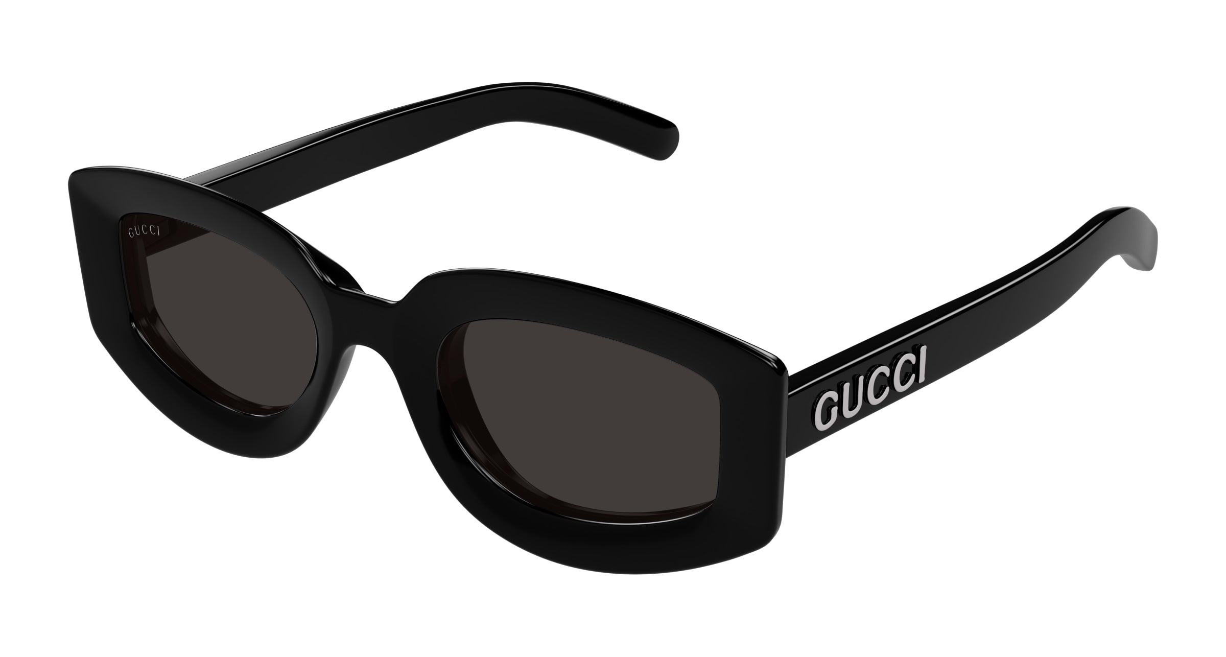 Gucci Donna Gucci GG1719S 001 Occhiali da sole Iniettato Nero Grigio Geometrica