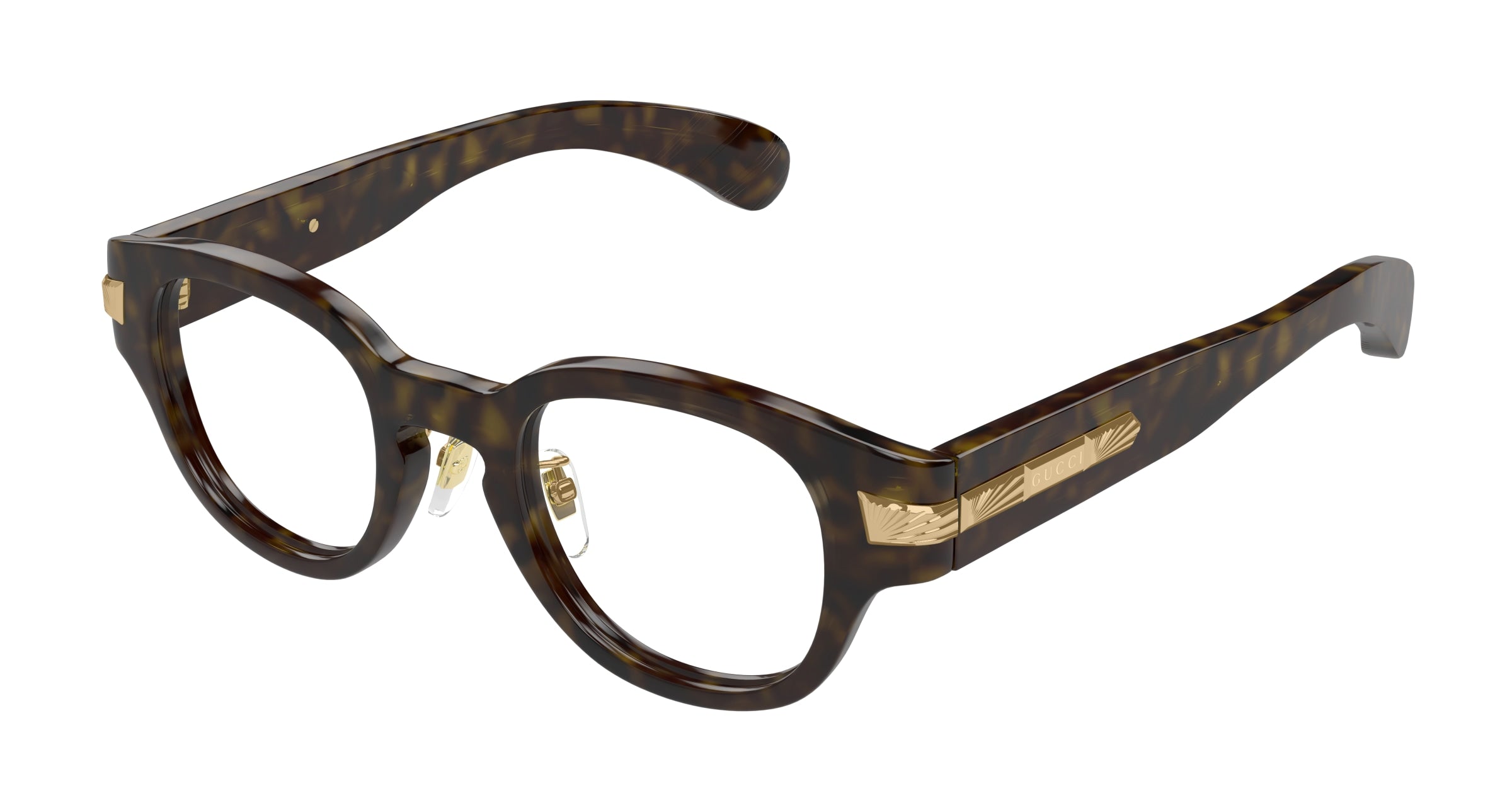 Gucci Donna Gucci GG1741OJ 002 Montature da vista Acetato Havana Trasparente Squadrata