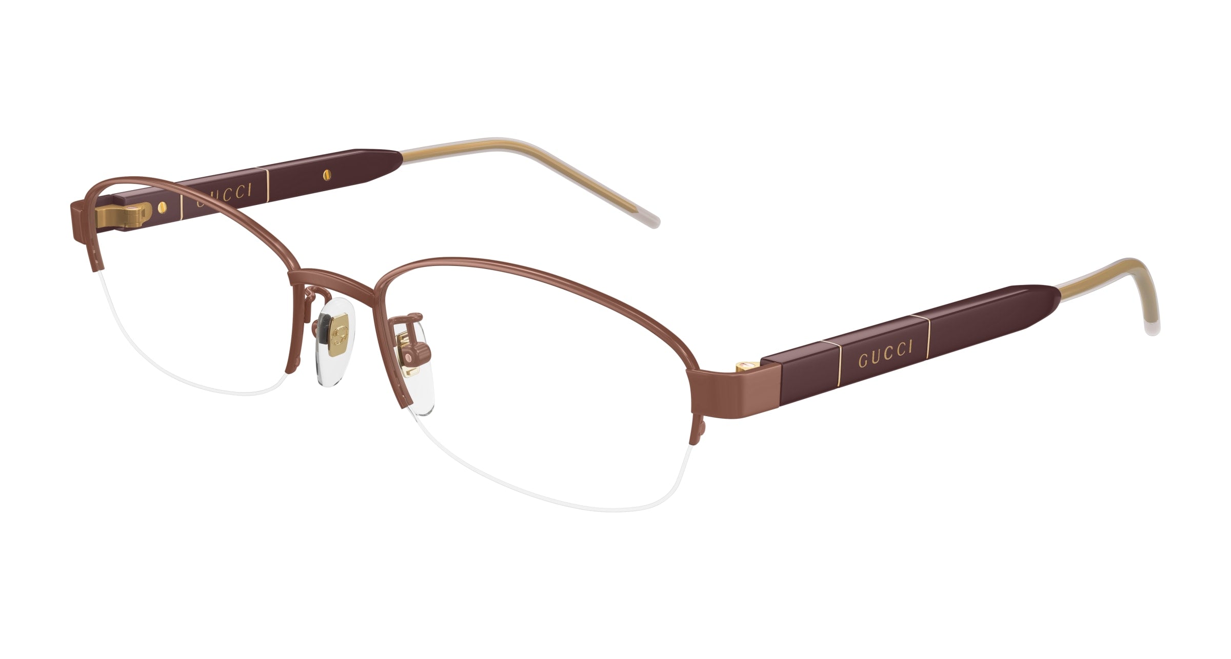Gucci Donna Gucci GG1742OJ 003 Montature da vista Titanio Bordeaux Trasparente Rotonda