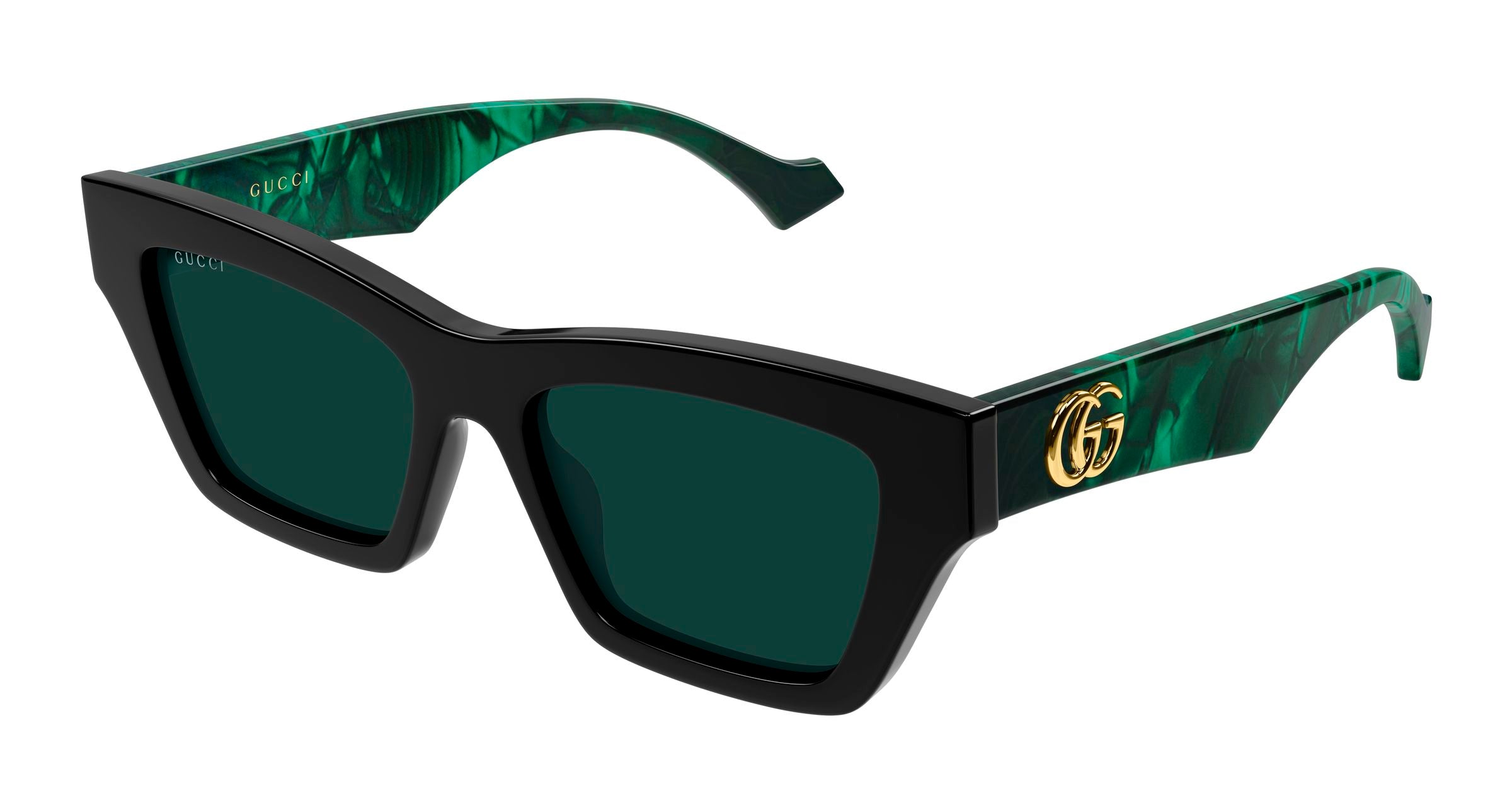 Gucci Donna Gucci GG1753S 007 Occhiali da sole Acetato Nero Verde Cat Eye Gucci Donna Gucci GG1753S 007 Occhiali da sole Acetato Nero Verde Cat Eye
