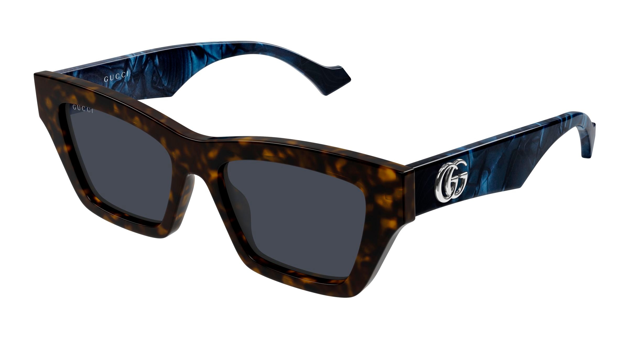 Gucci Donna Gucci GG1753S 008 Occhiali da sole Acetato Havana Blu Cat Eye