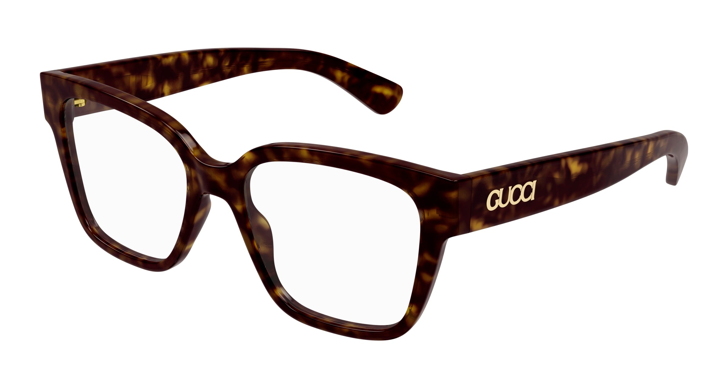 Gucci Donna Gucci GG1791O 002 Montature da vista Acetato Havana Trasparente Squadrata