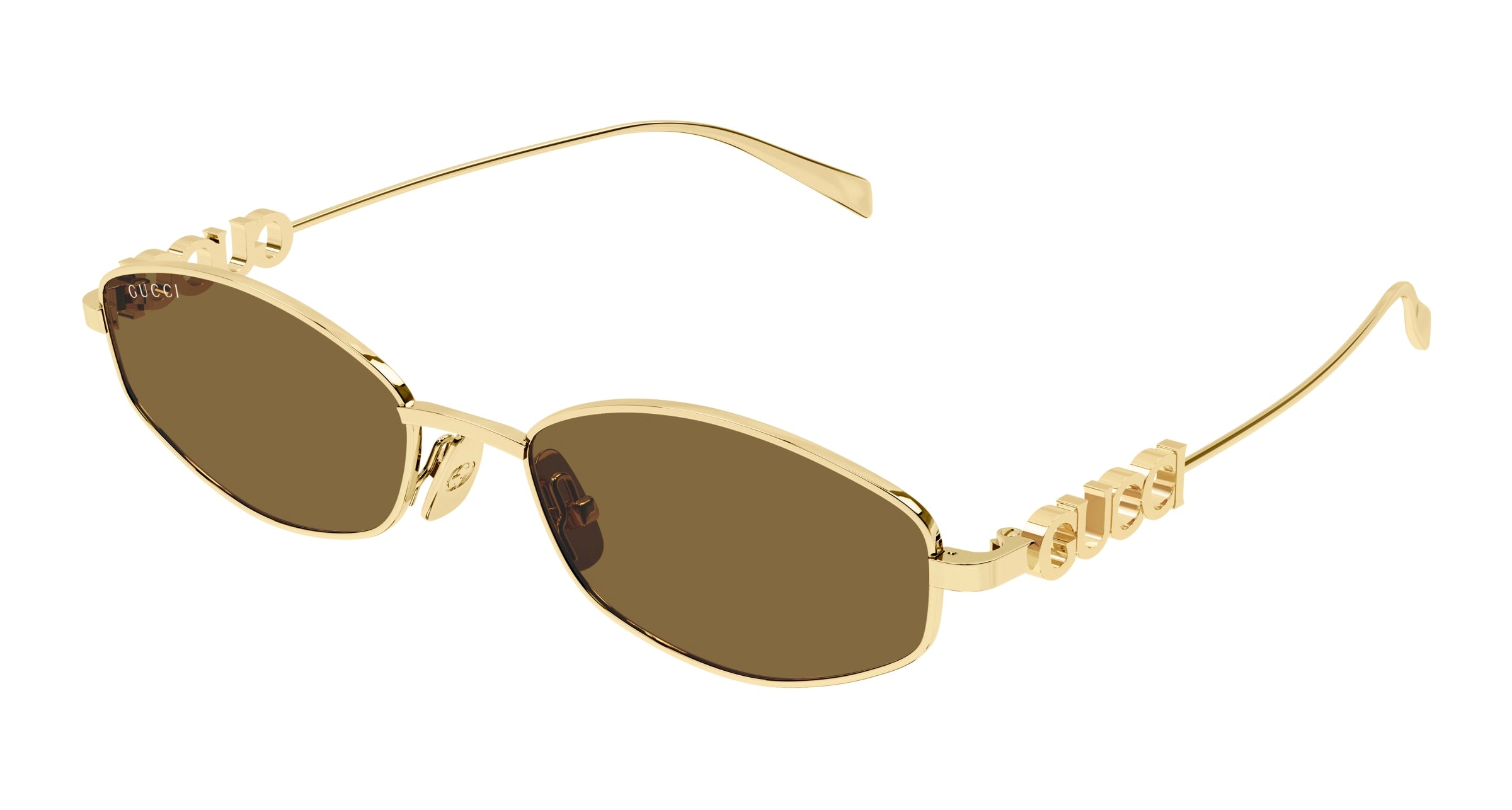 Gucci Donna Gucci GG1802S 005 Occhiali da sole Metallo Oro Marrone Rotonda
