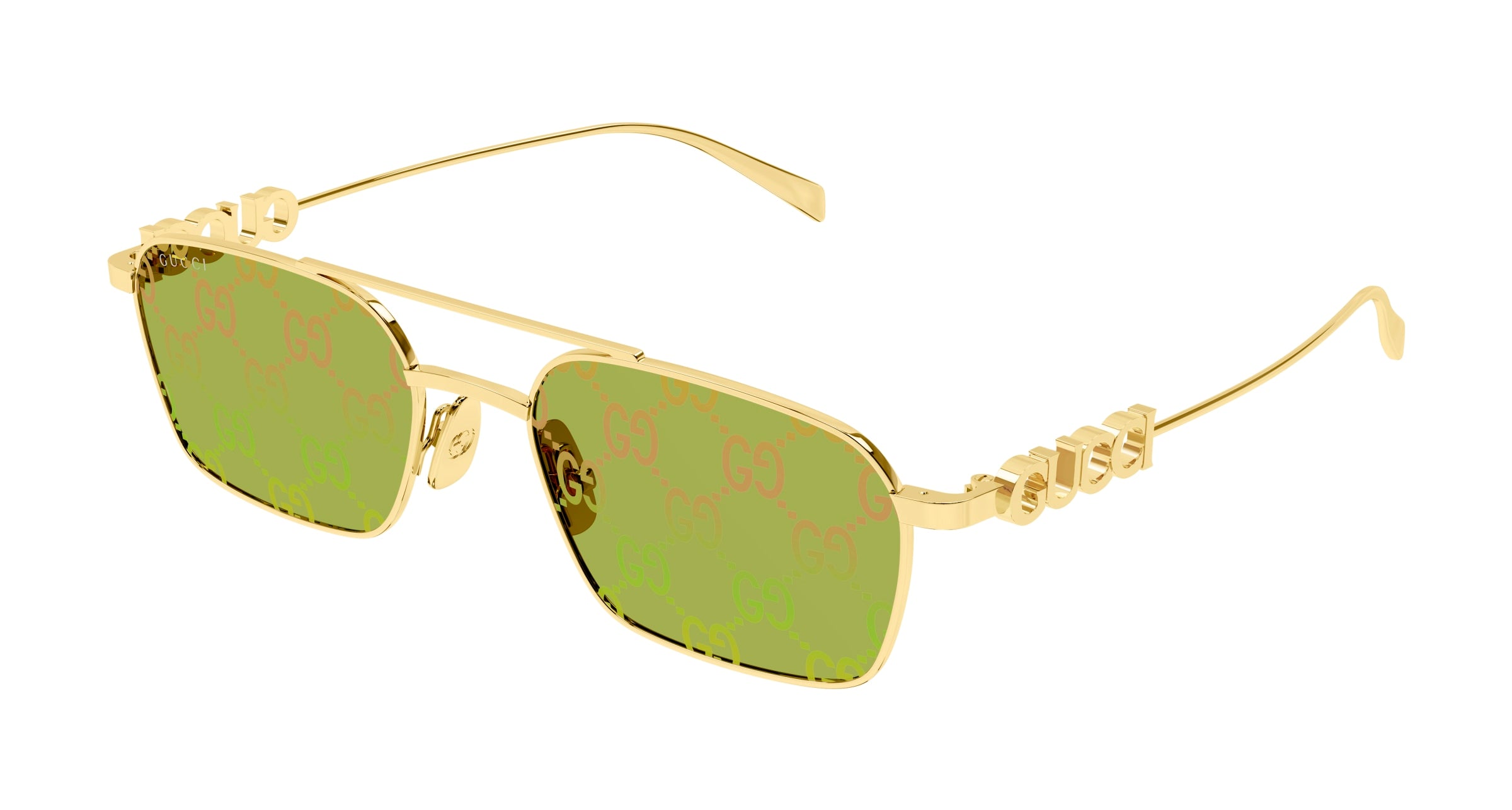 Gucci Donna Gucci GG1804S 002 Occhiali da sole Metallo Oro Verde Squadrata