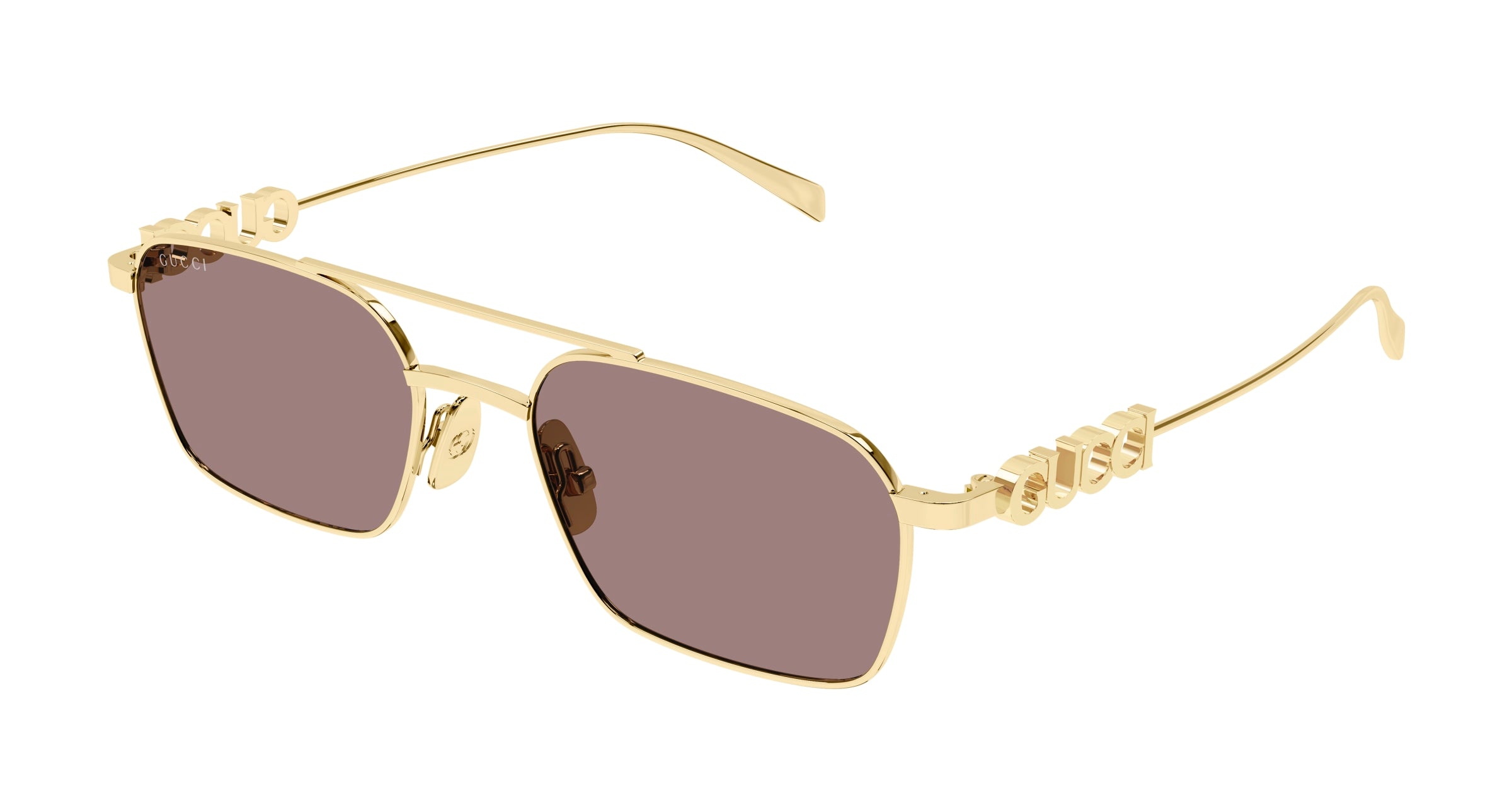 Gucci Donna Gucci GG1804S 003 Occhiali da sole Metallo Oro Marrone Squadrata