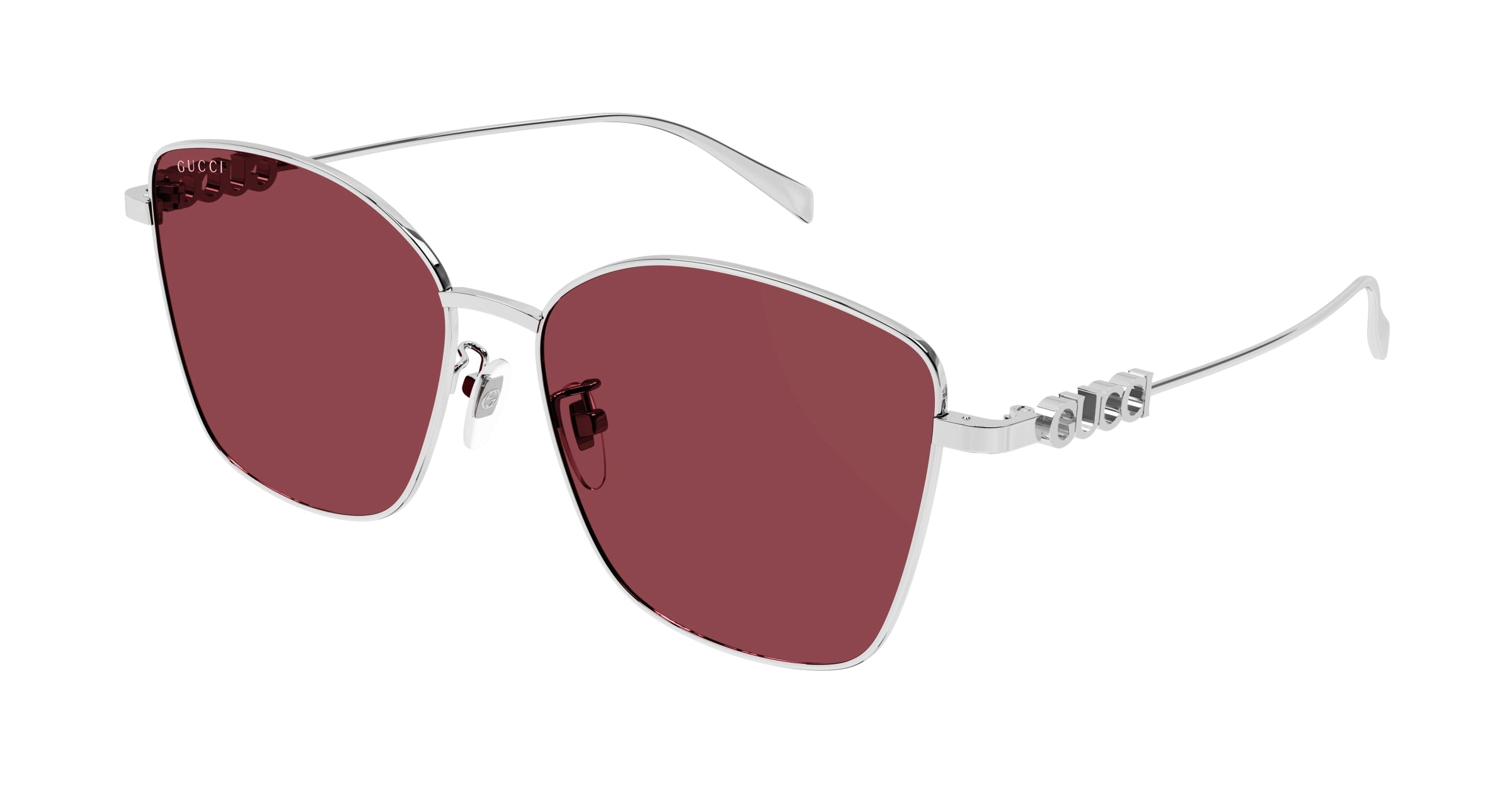 Gucci Donna Gucci GG1805SA 004 Occhiali da sole Metallo Argento Rosso Farfalla