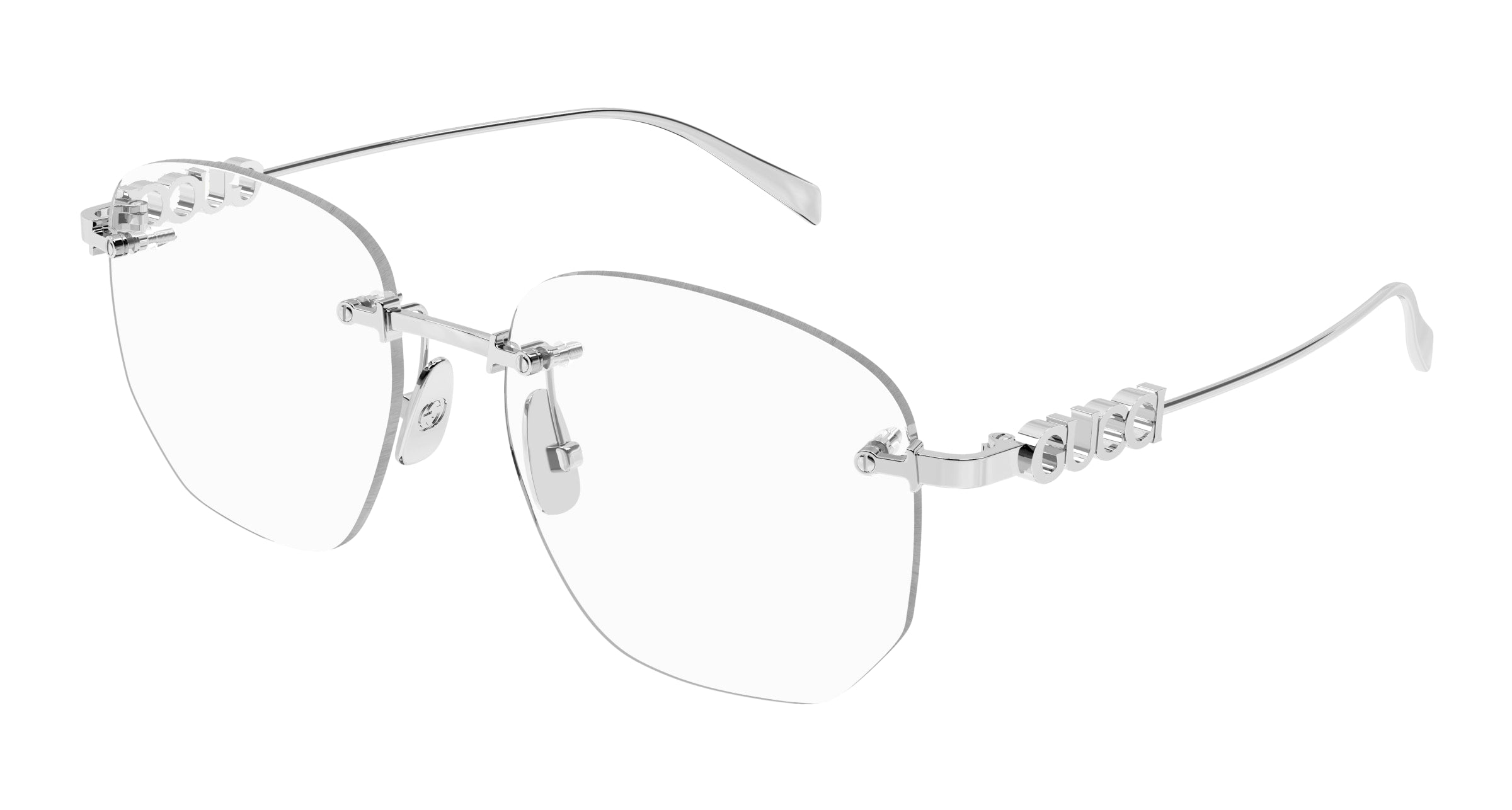 Gucci Donna Gucci GG1806O 004 Montature da vista Metallo Argento Trasparente Squadrata Gucci Donna Gucci GG1806O 004 Montature da vista Metallo Argento Trasparente Squadrata