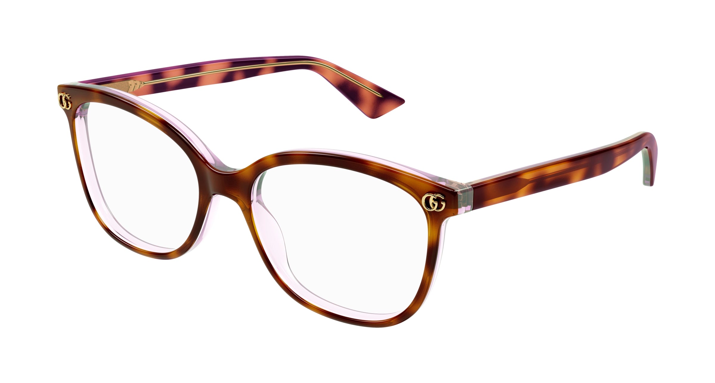 Gucci Donna Gucci GG1816O 008 Montature da vista Acetato Havana Trasparente Squadrata