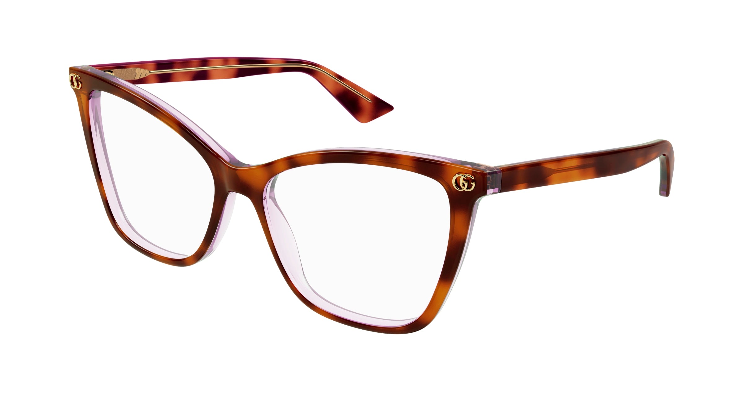 Gucci Donna Gucci GG1817O 004 Montature da vista Acetato Havana Trasparente Cat Eye
