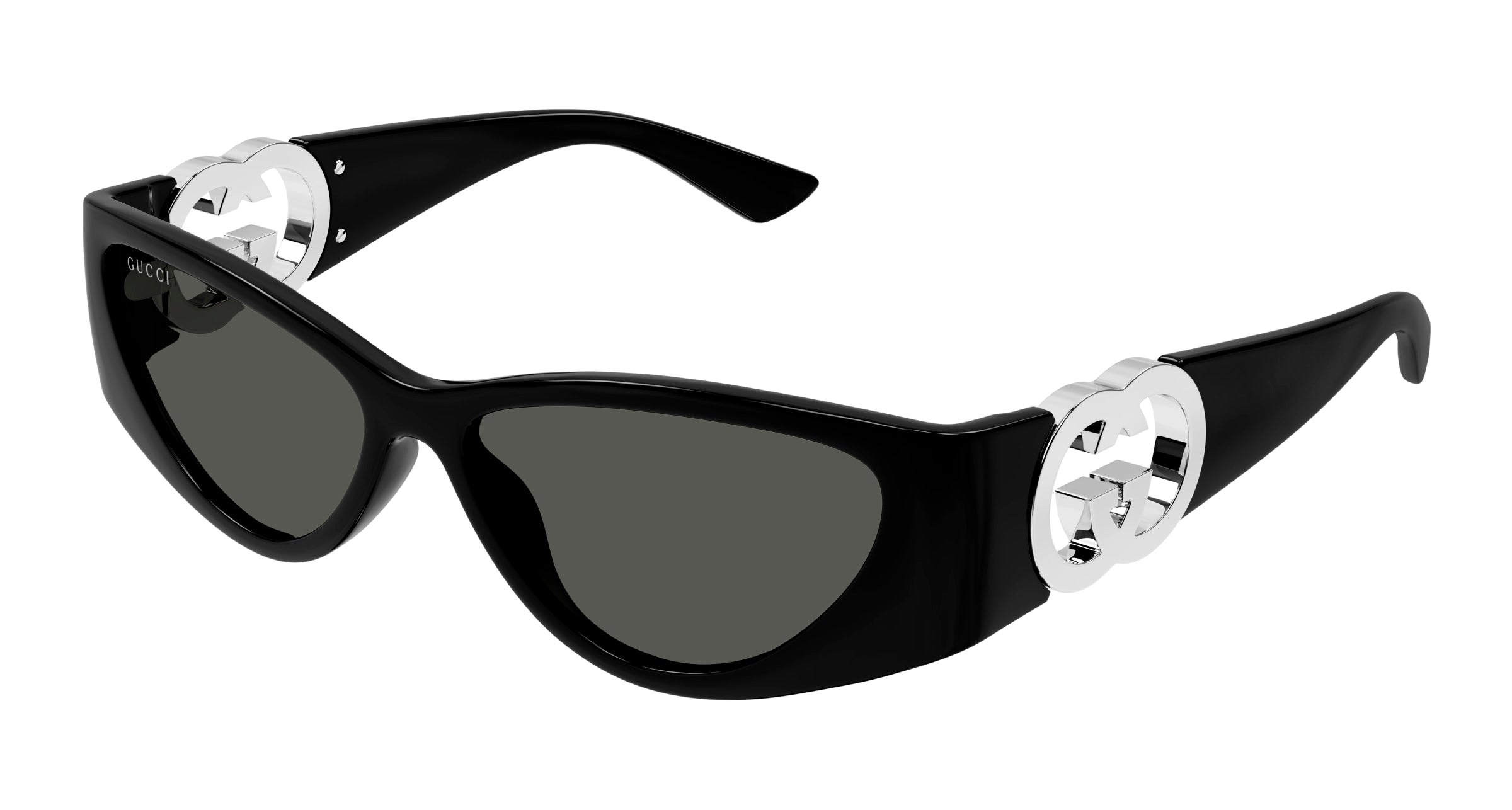Gucci Donna Gucci GG1824S 001 Occhiali da sole Iniettato Nero Grigio Cat Eye Gucci Donna Gucci GG1824S 001 Occhiali da sole Iniettato Nero Grigio Cat Eye