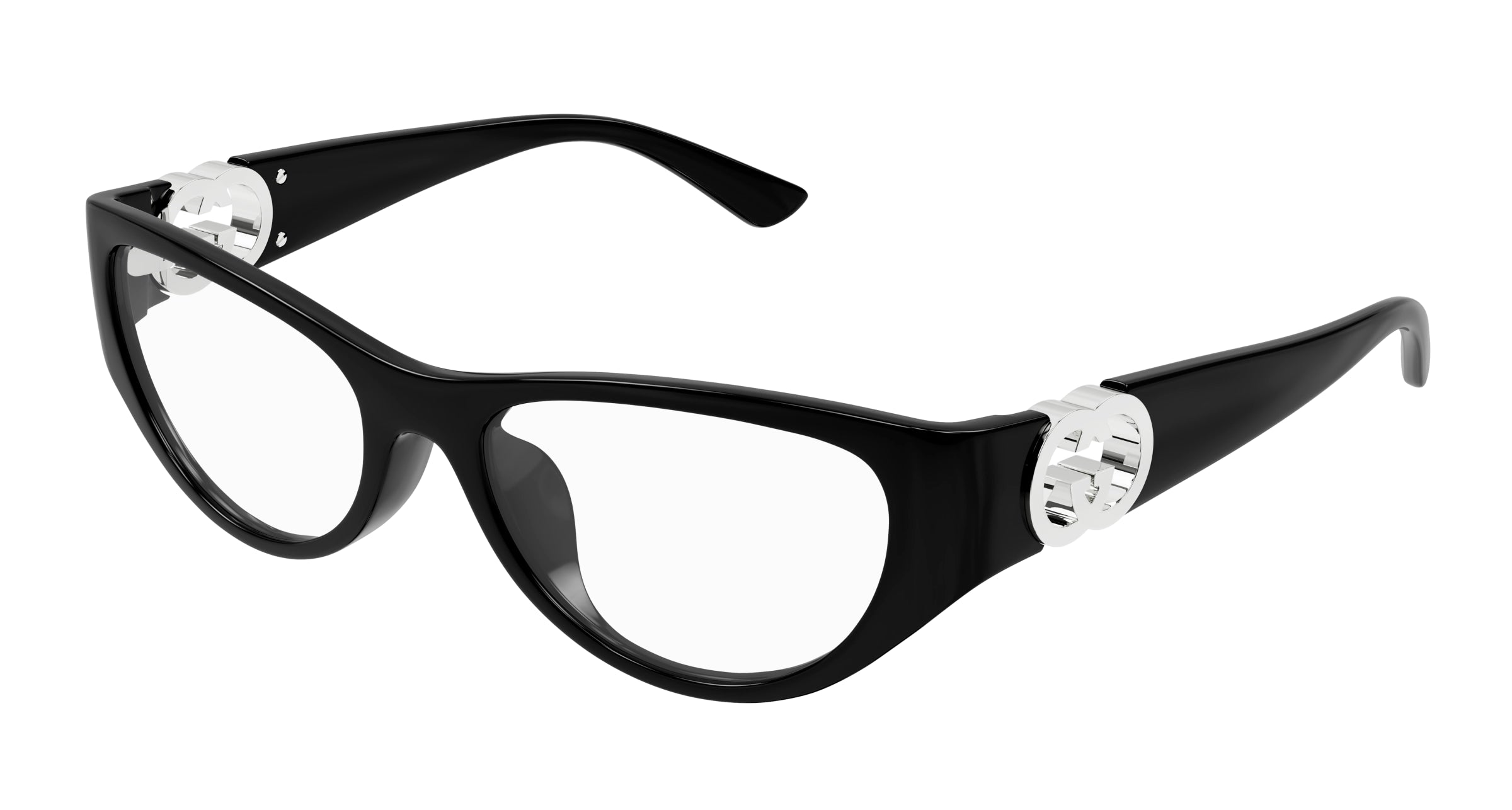 Gucci Donna Gucci GG1825O 001 Montature da vista Iniettato Nero Trasparente Cat Eye